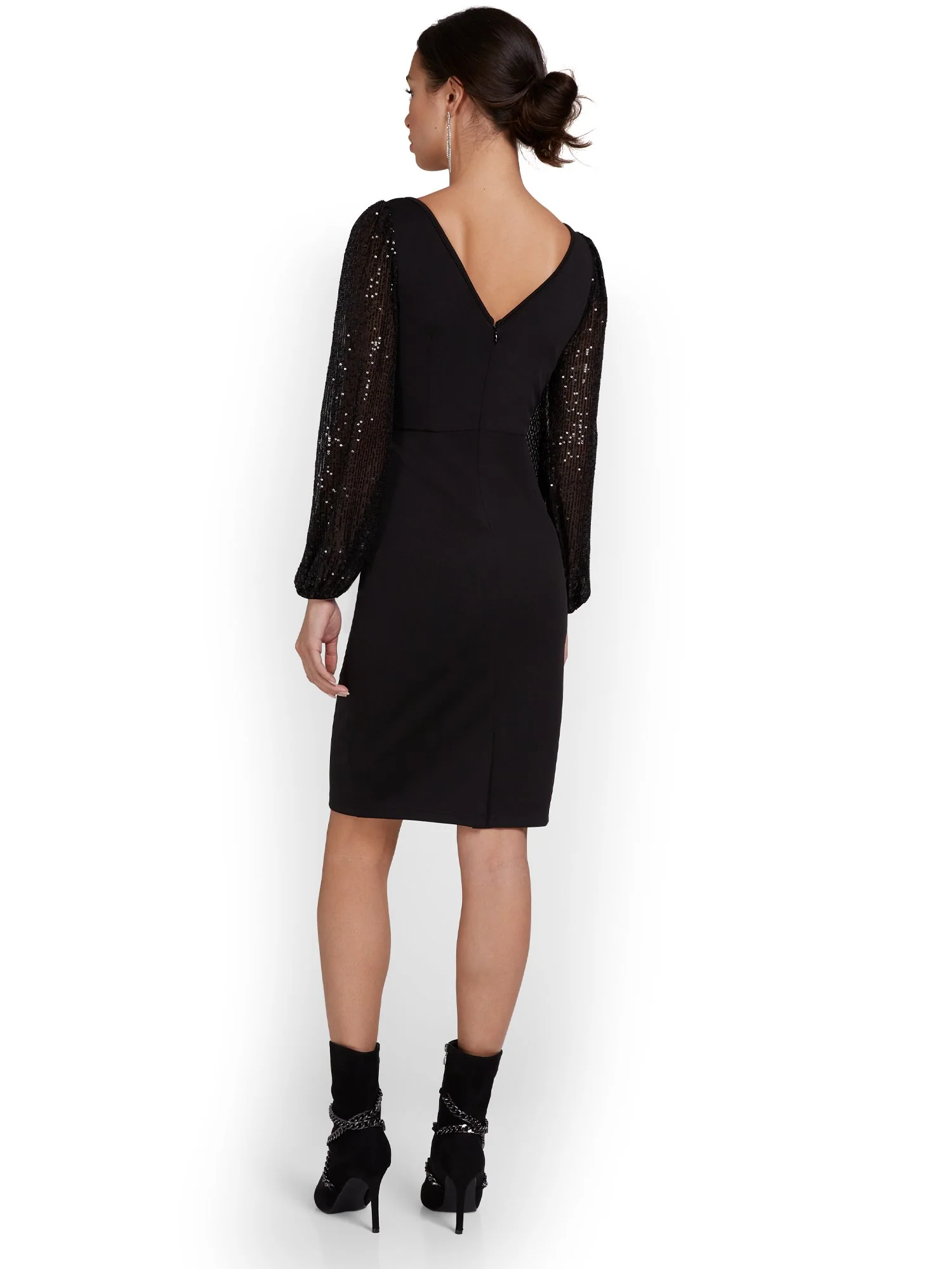 Sequin-Sleeve Sheath Dress - Image 3
