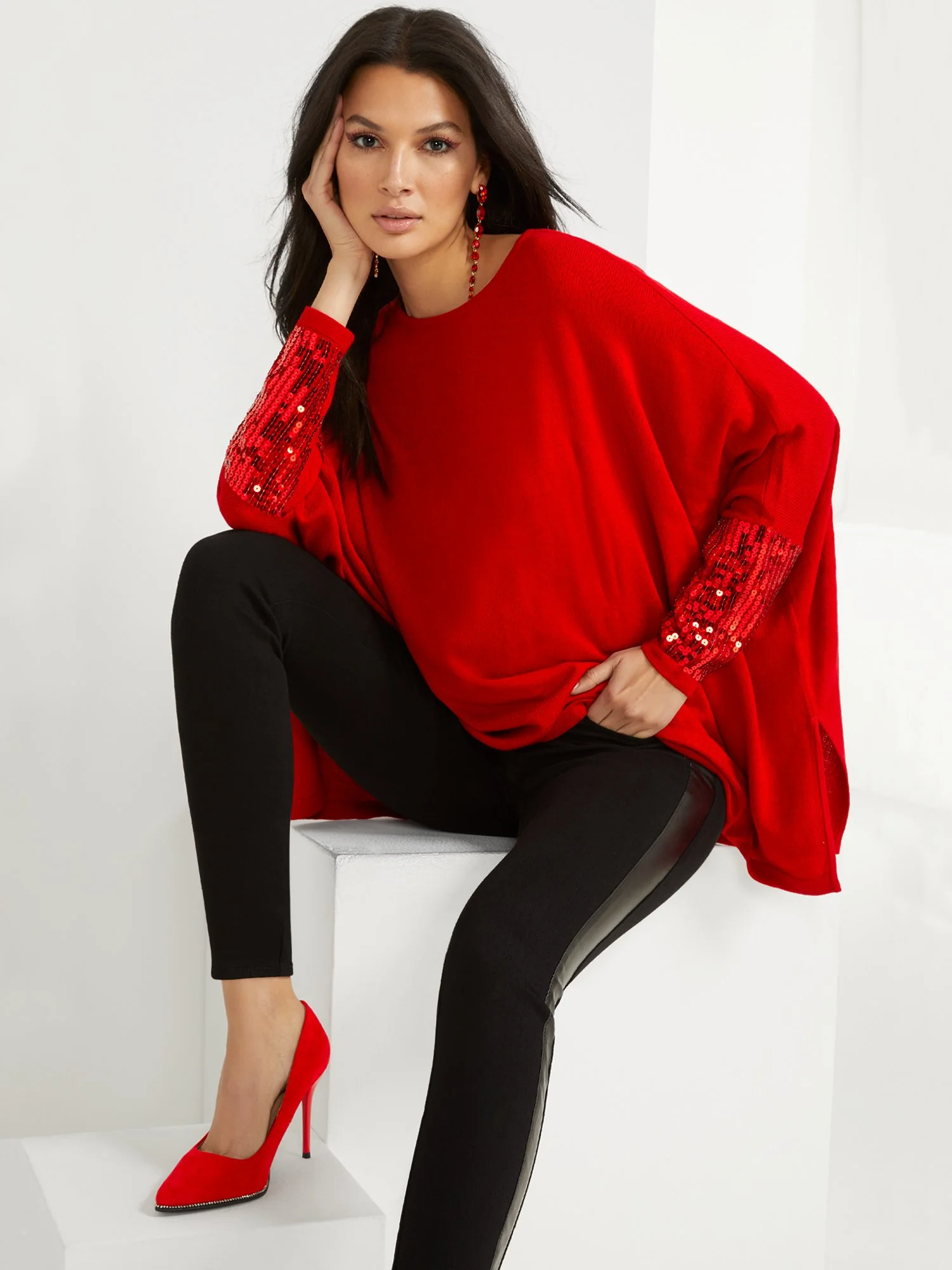 Sequin-Sleeve Tunic Sweater - Image 6