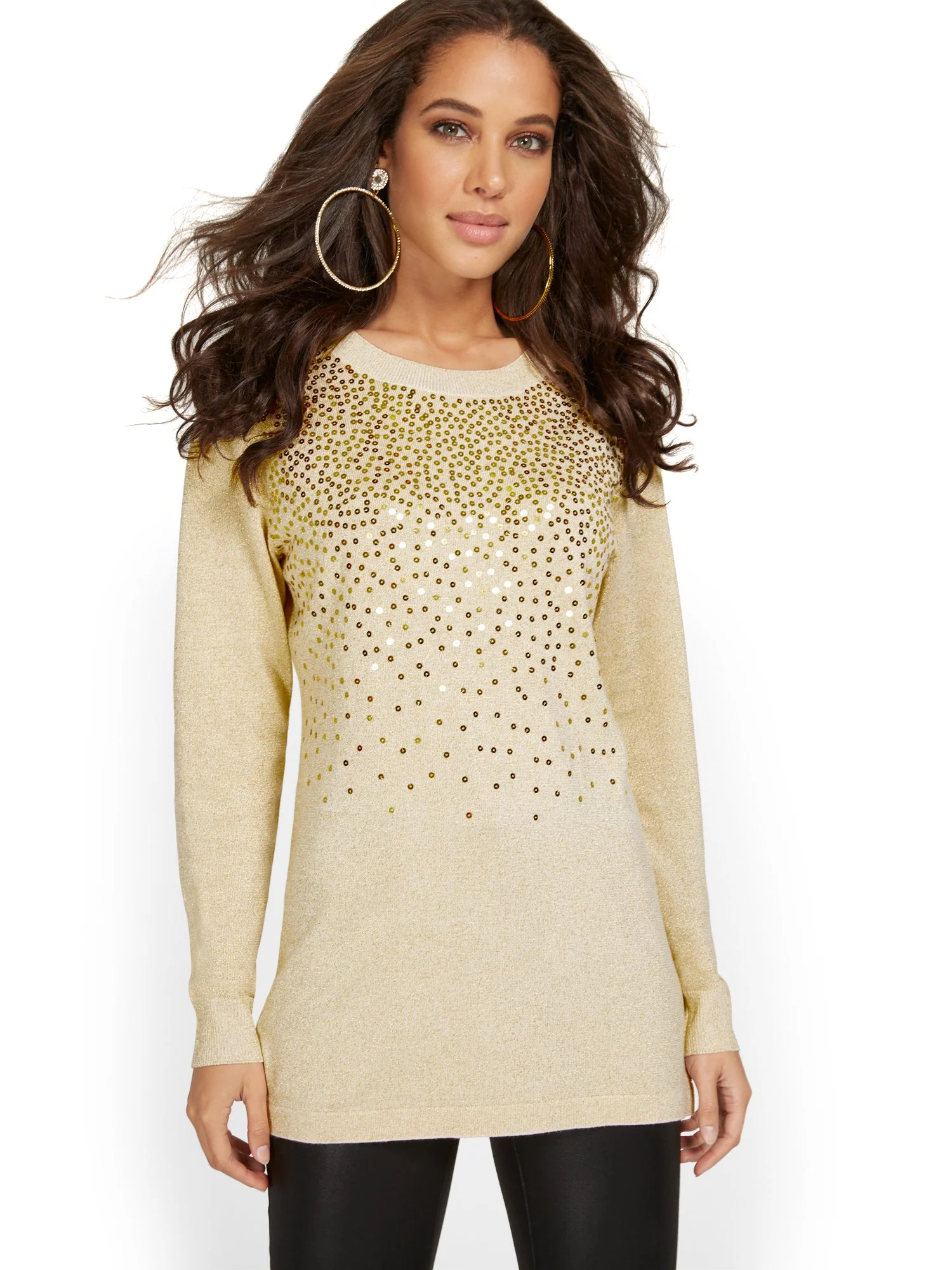 Sequin Tunic Pullover Sweater - Image 2