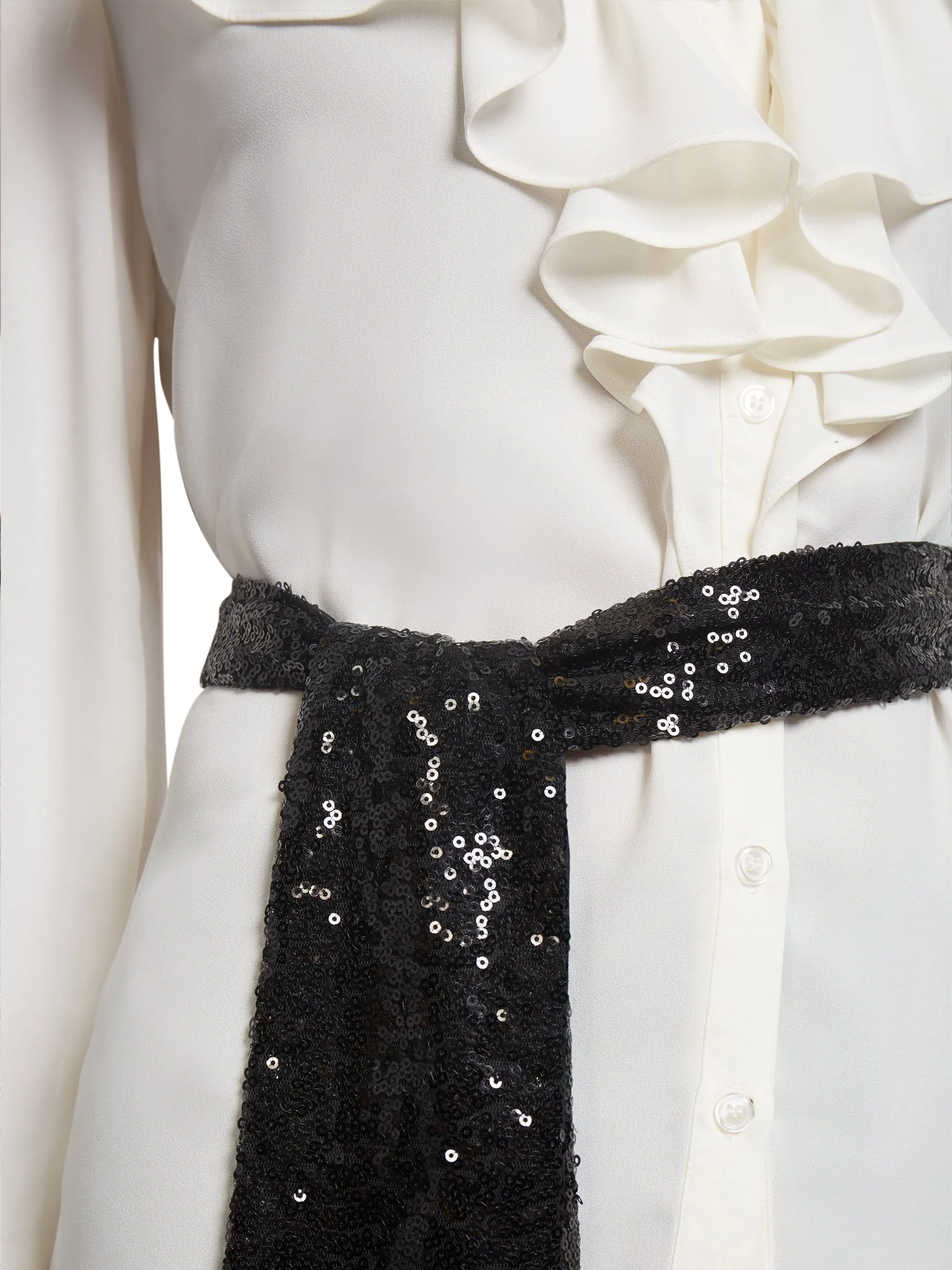 Sequined Sash Ruffle Blouse - Image 4
