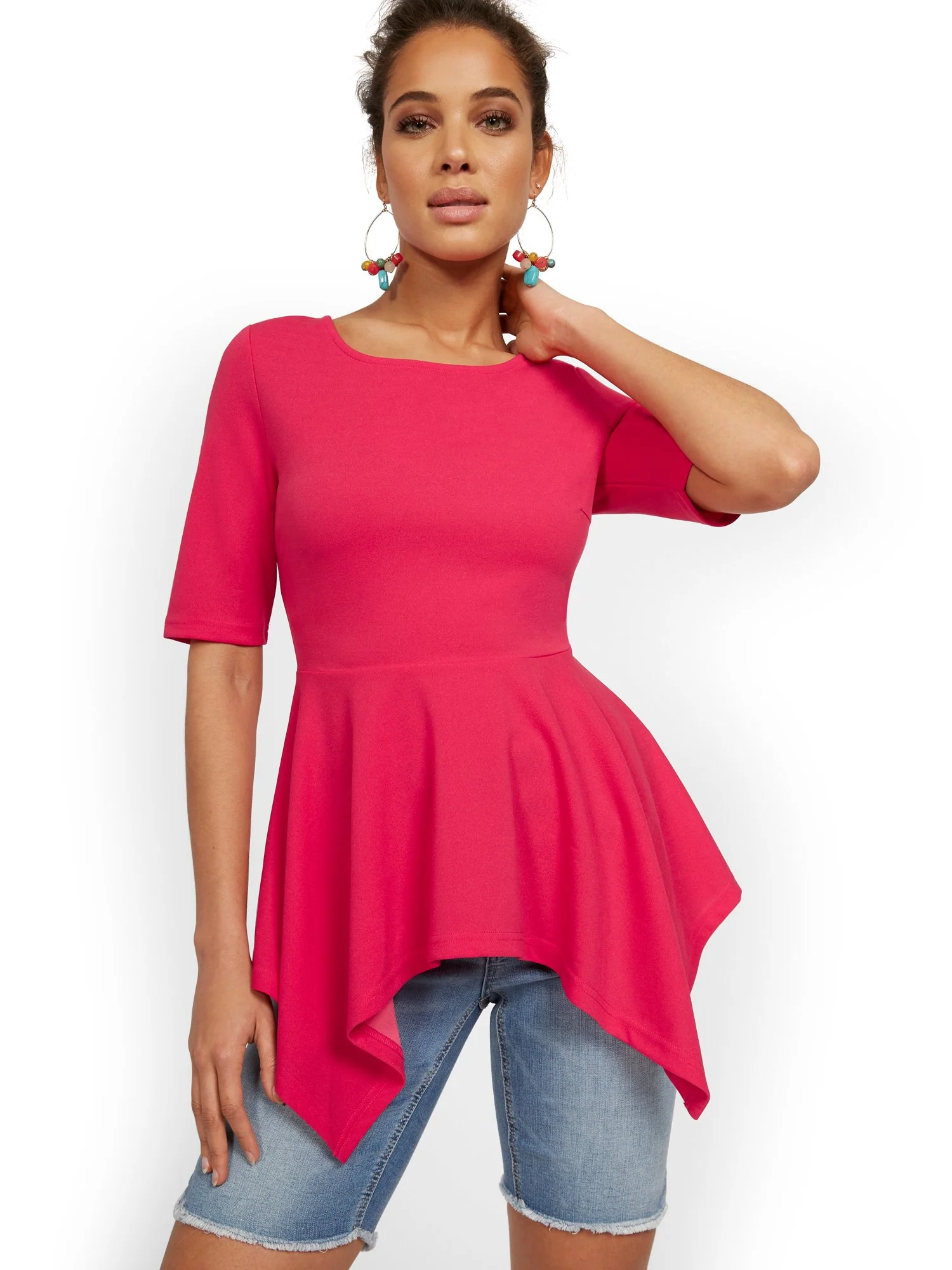 Sharkbite-Hem Elbow-Sleeve Top - Image 13