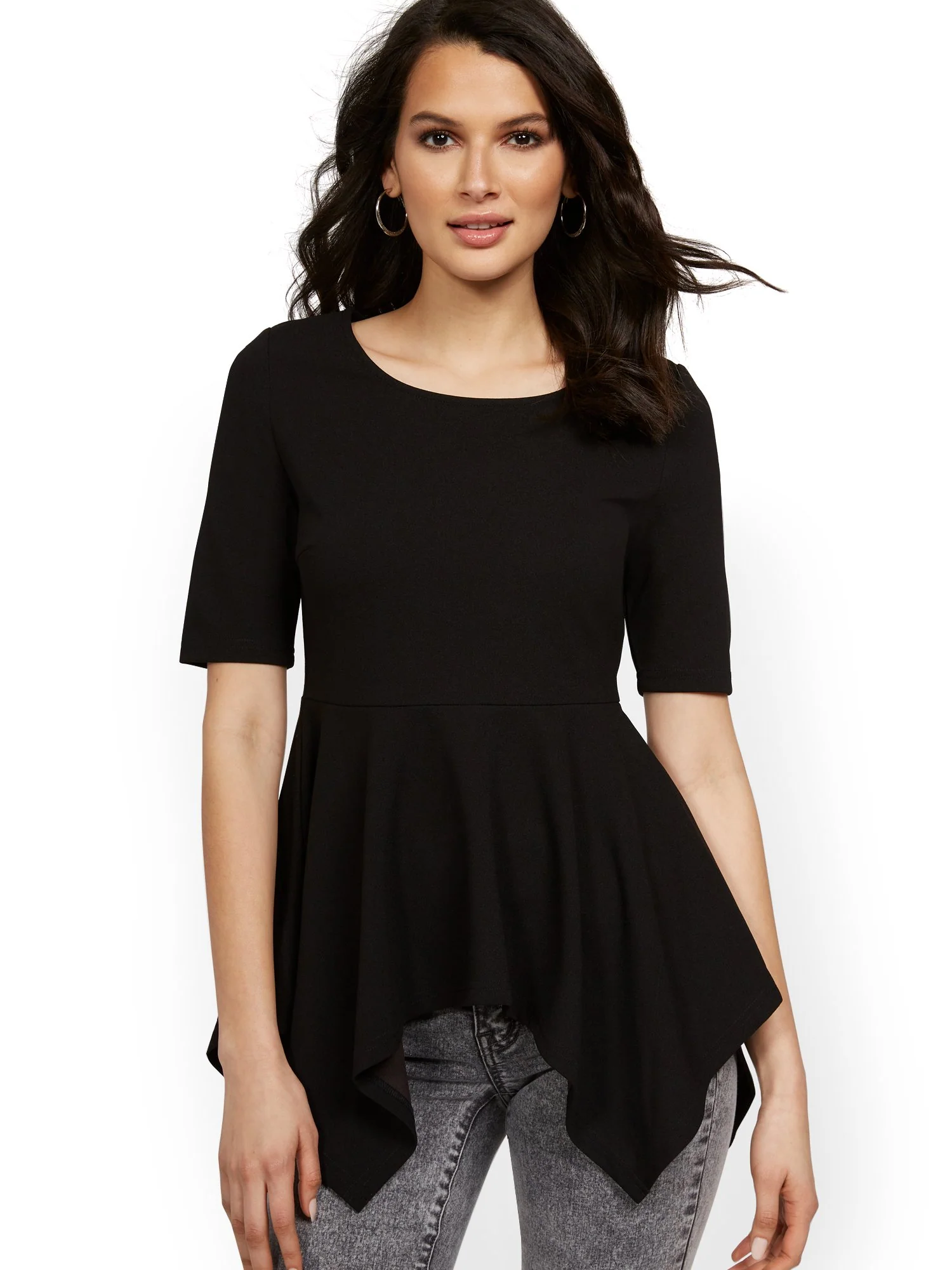 Sharkbite-Hem Elbow-Sleeve Top - Image 2