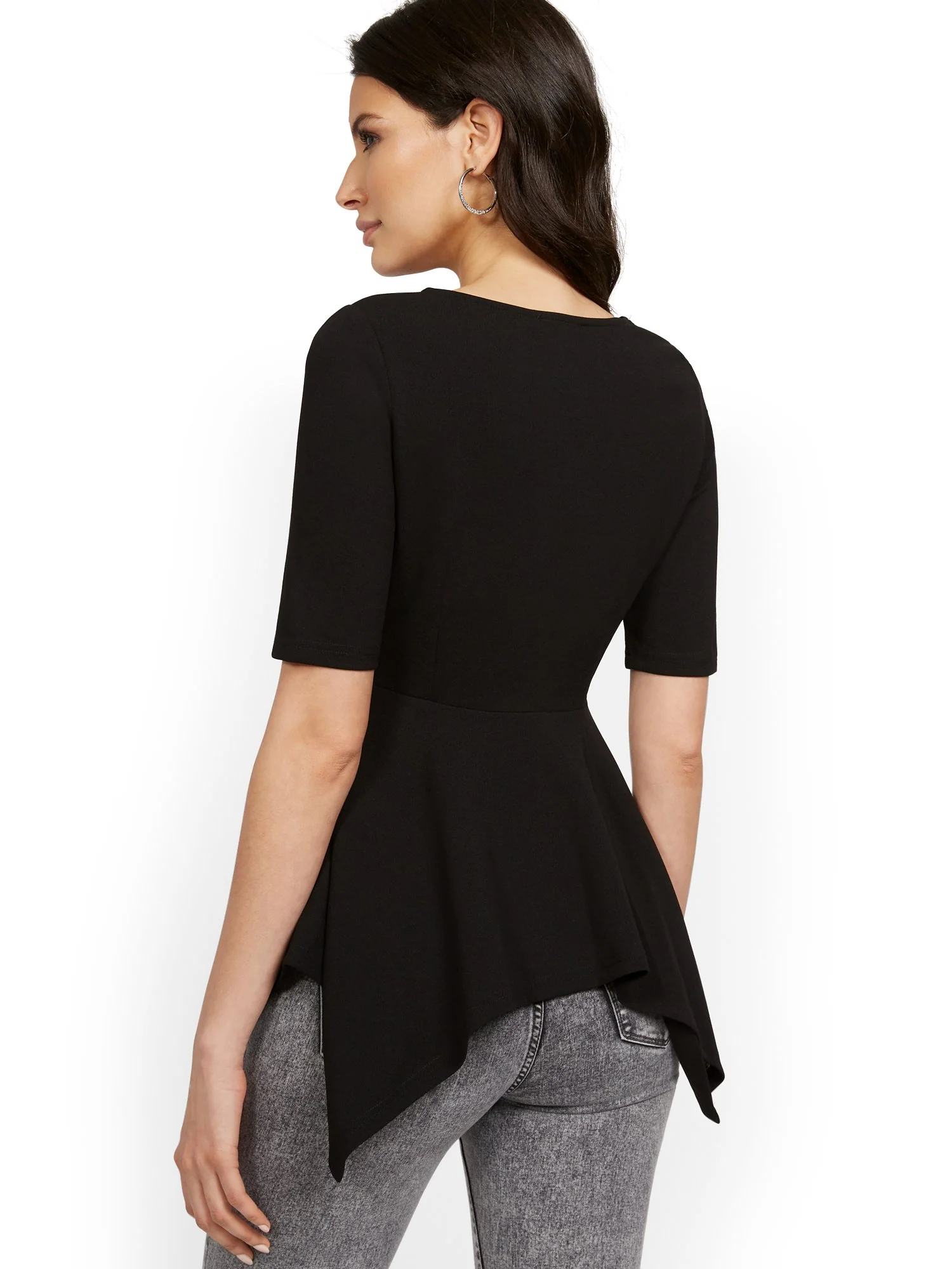 Sharkbite-Hem Elbow-Sleeve Top - Image 3