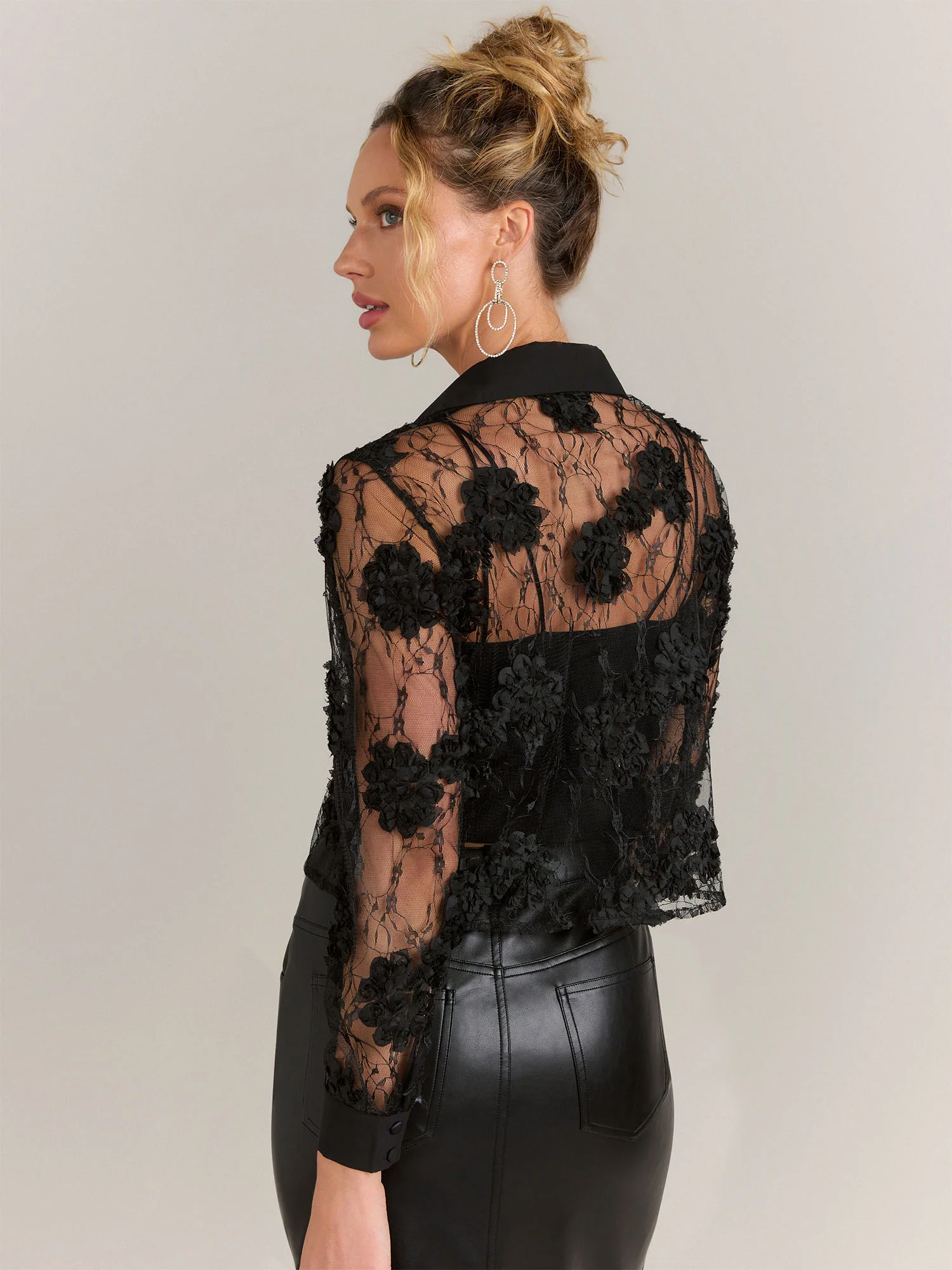 Vine Tree Sheer 3D Lace Button Down Top - Brands We Love - Image 3