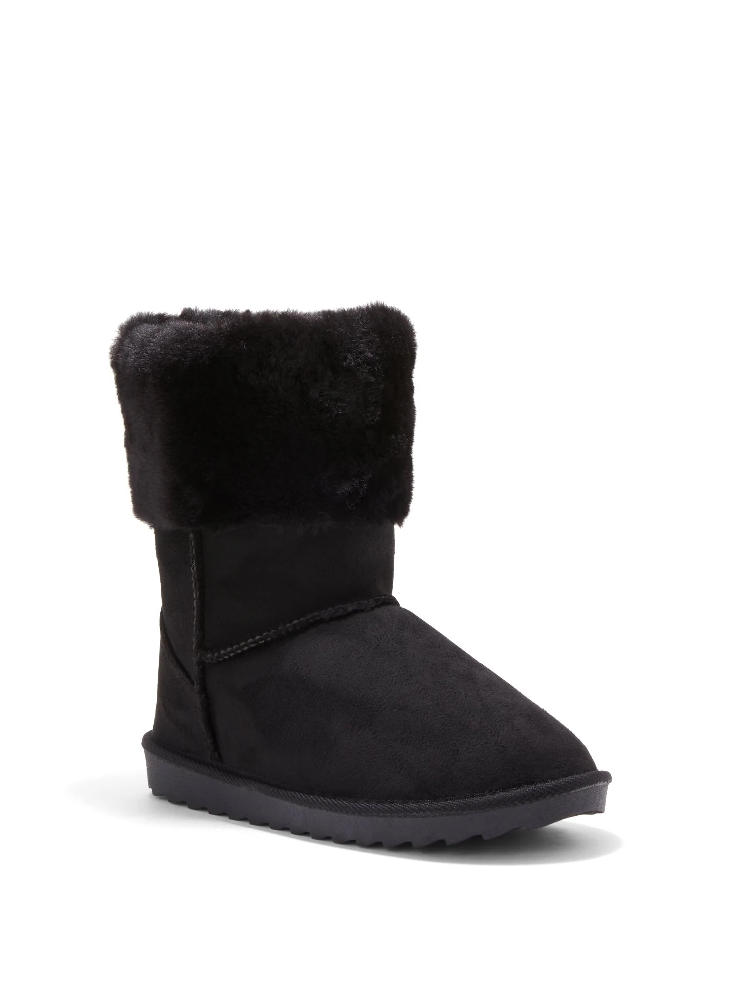 Sherpa Faux-Fur Cuff Bootie - Black - Image 2