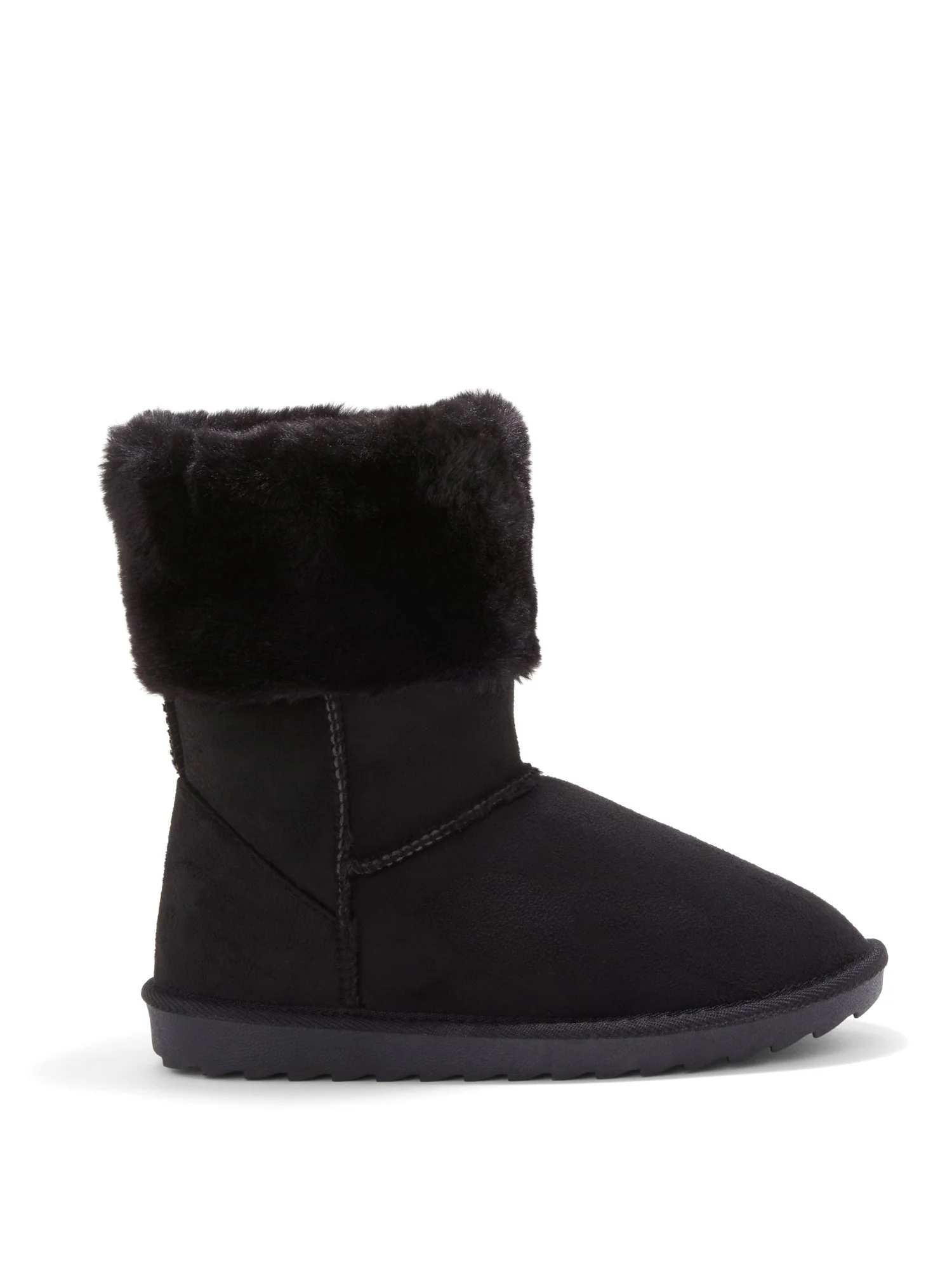 Sherpa Faux-Fur Cuff Bootie - Black - Image 4