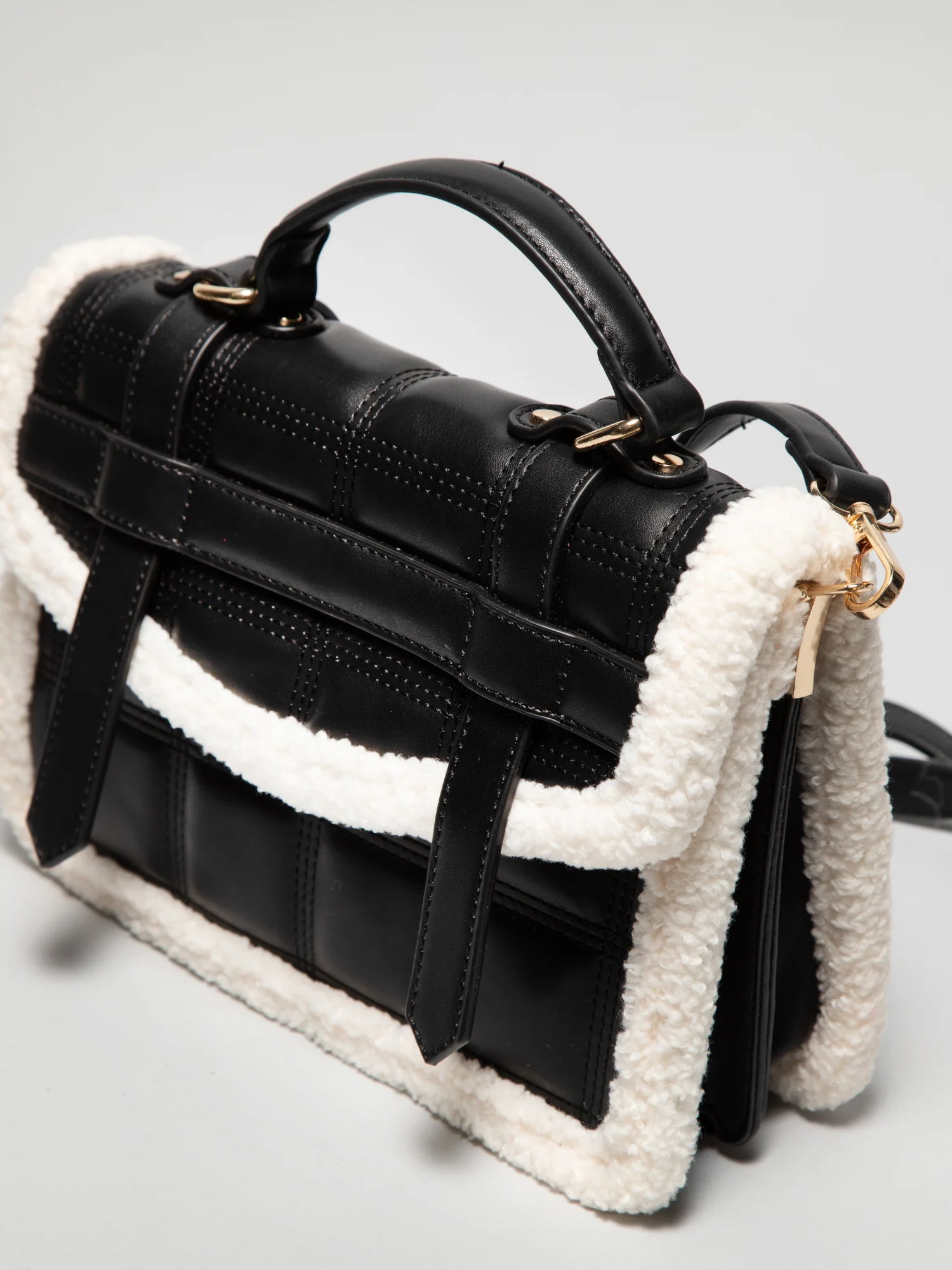 Sherpa Lined Top Handle Bag - Image 3