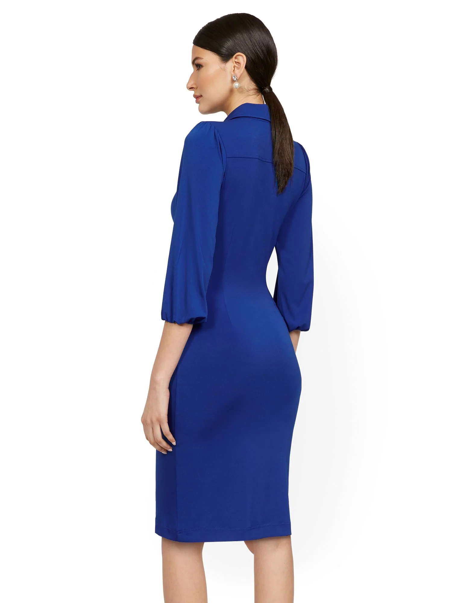 Shirred 3/4-Sleeve Shirtdress - Image 6