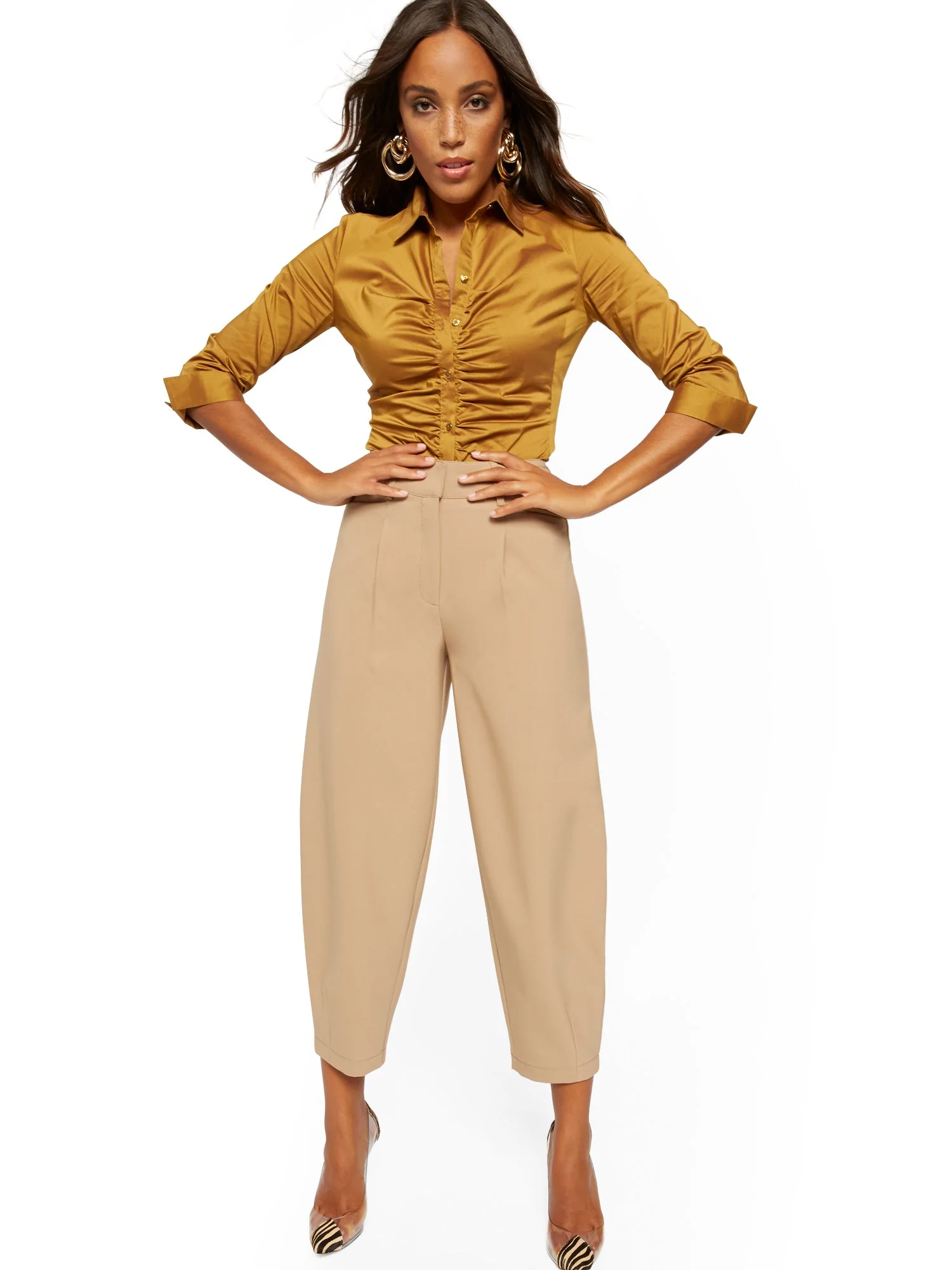 Shirred Madison Stretch Shirt - Secret Snap - 7th Avenue - Image 6