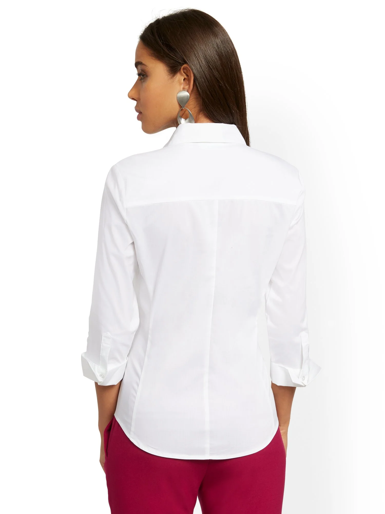 Shirred Madison Stretch Shirt - Secret Snap - 7th Avenue - Image 6