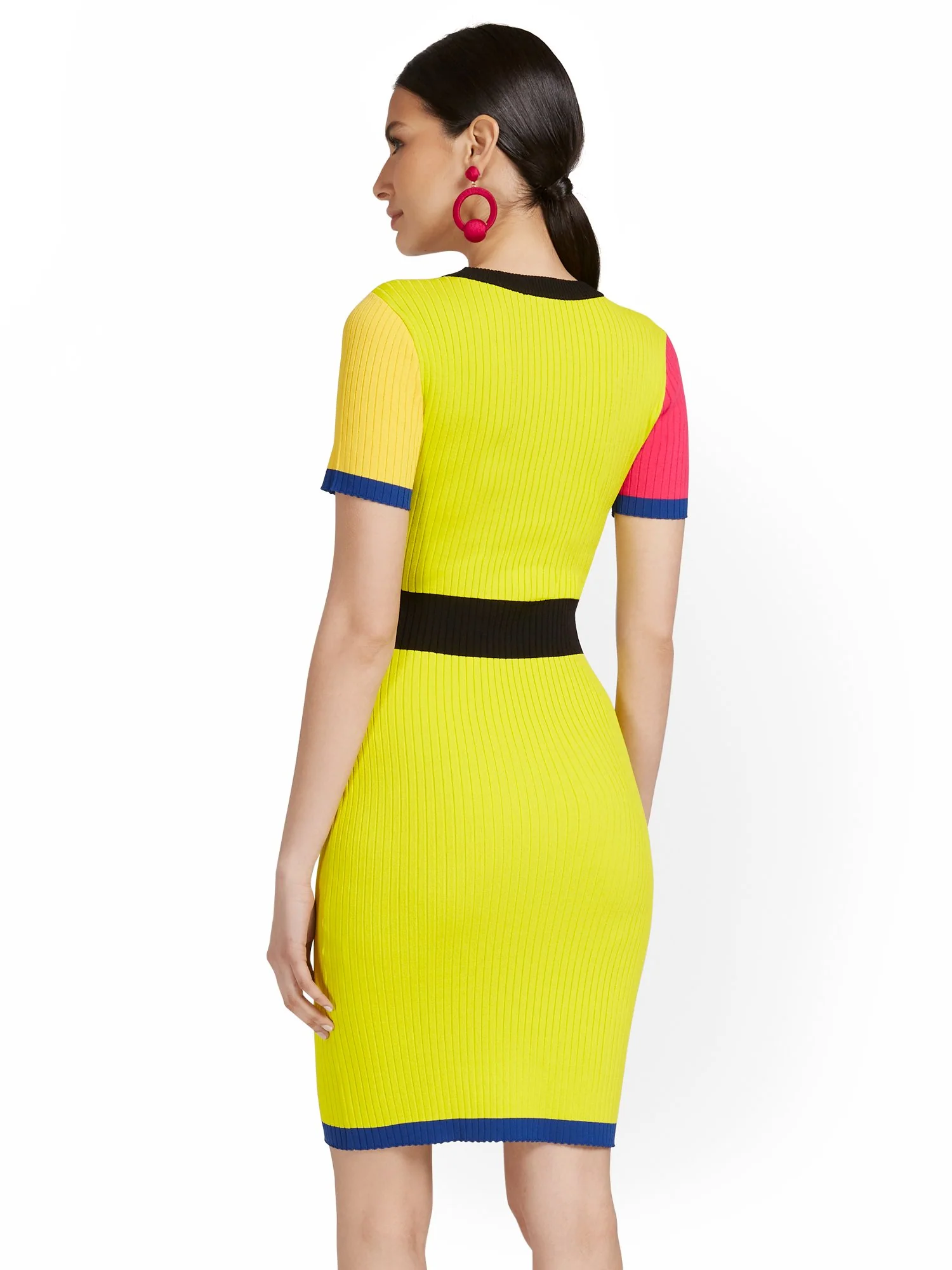 Short-Sleeve Colorblock Sweater Dress - Image 3