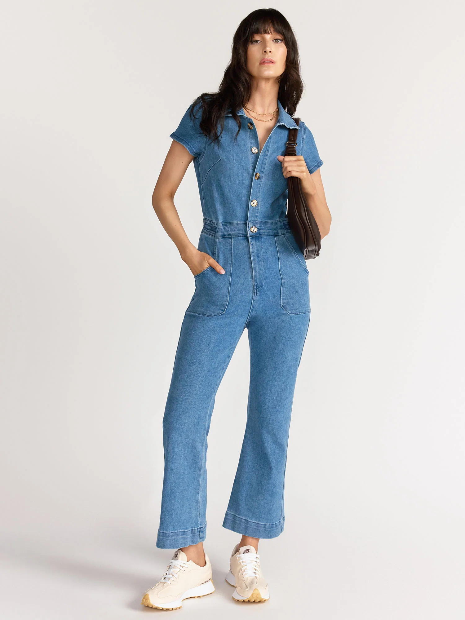 Aaron And Amber Short Sleeve Denim Jumpsuit - Brands We Love