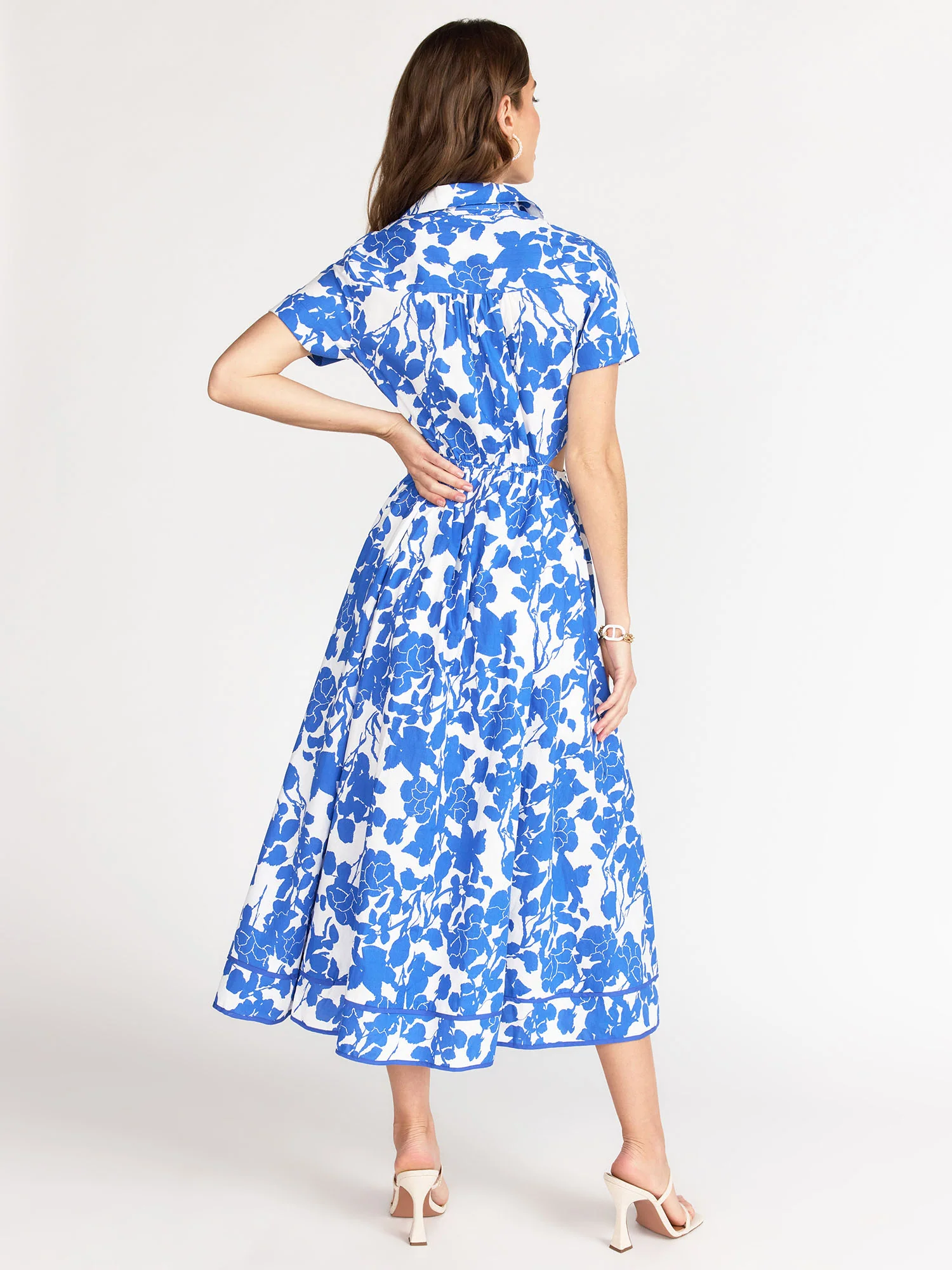 Short Sleeve Floral Print Cutout Midi Dress - Aakaa - Image 4