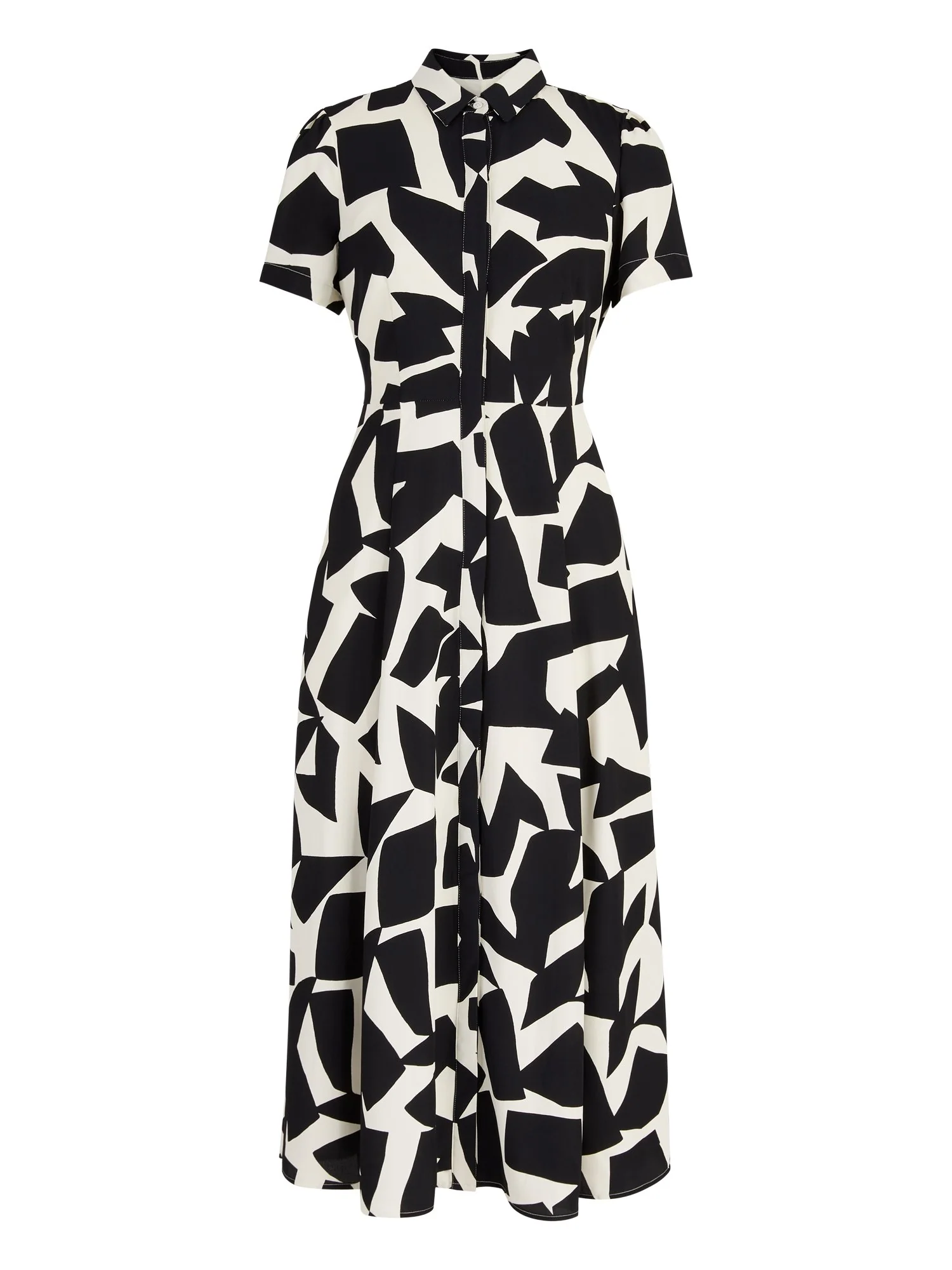 Short-Sleeve Geometric Midi Shirtdress - The NY&C Legacy Collection