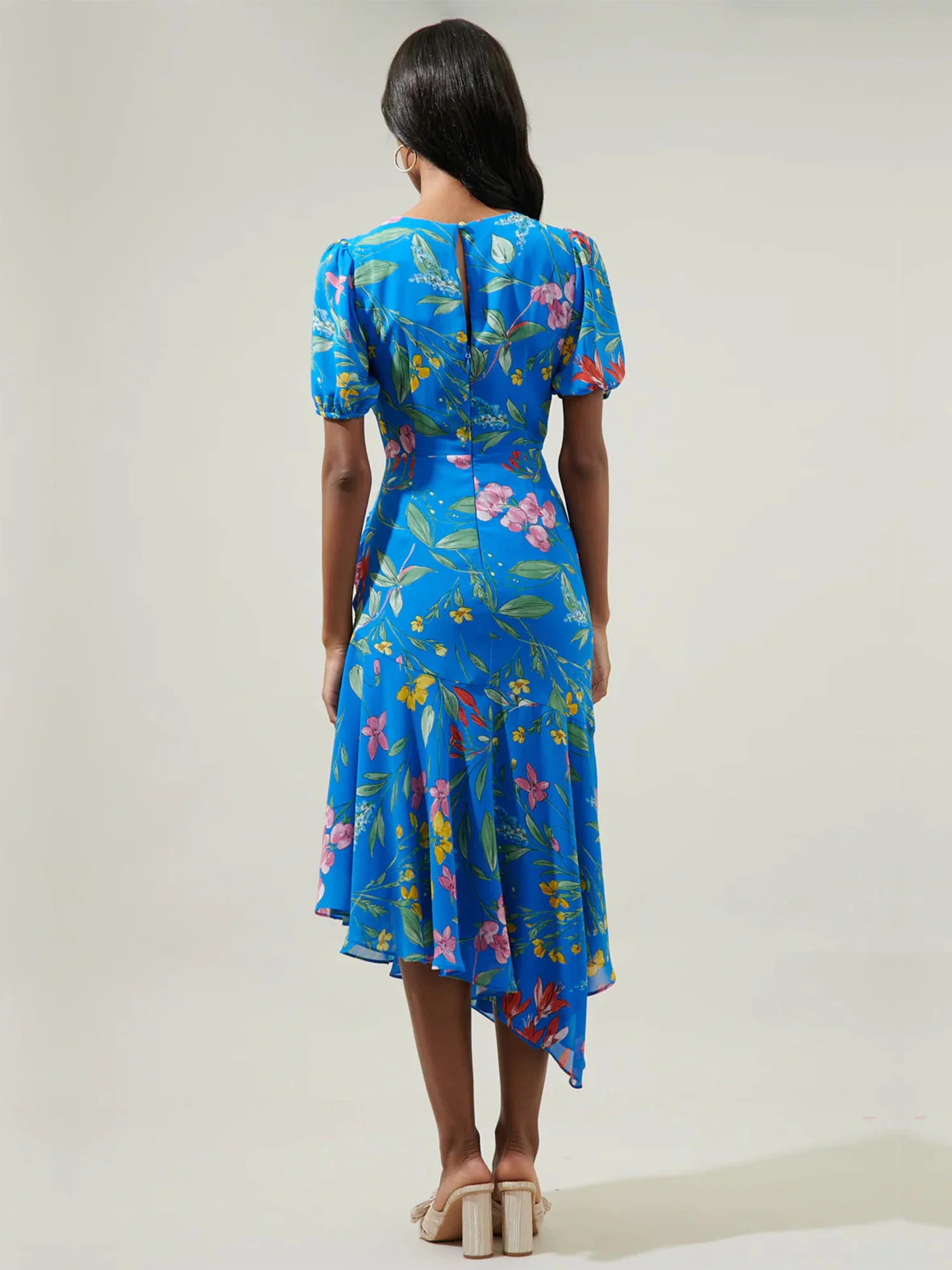 Sugarlips Short Sleeve Hanky Hem Floral Midi Dress - Brands We Love - Image 5