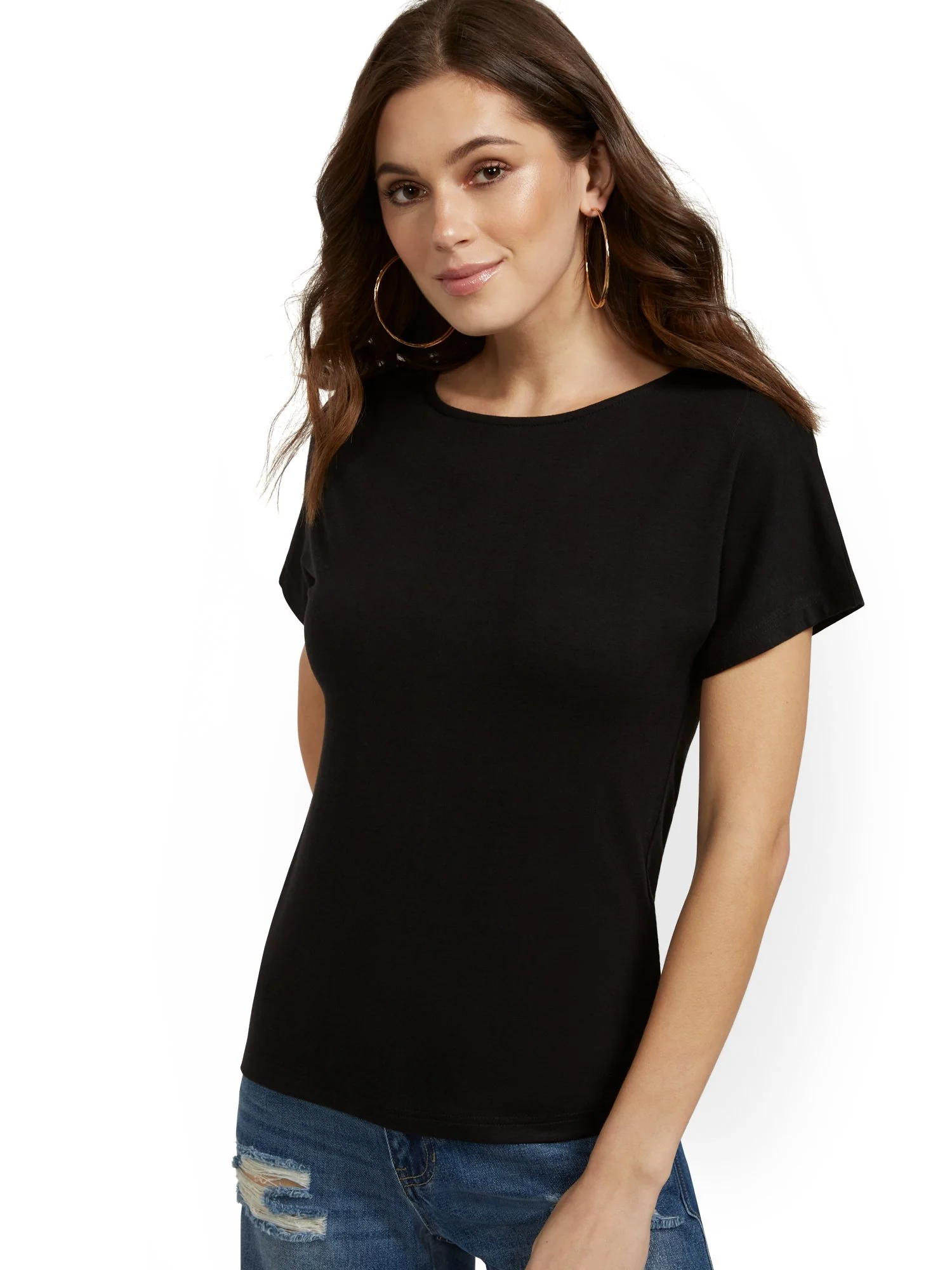 Short Sleeve Lace-Back Tee - Image 4