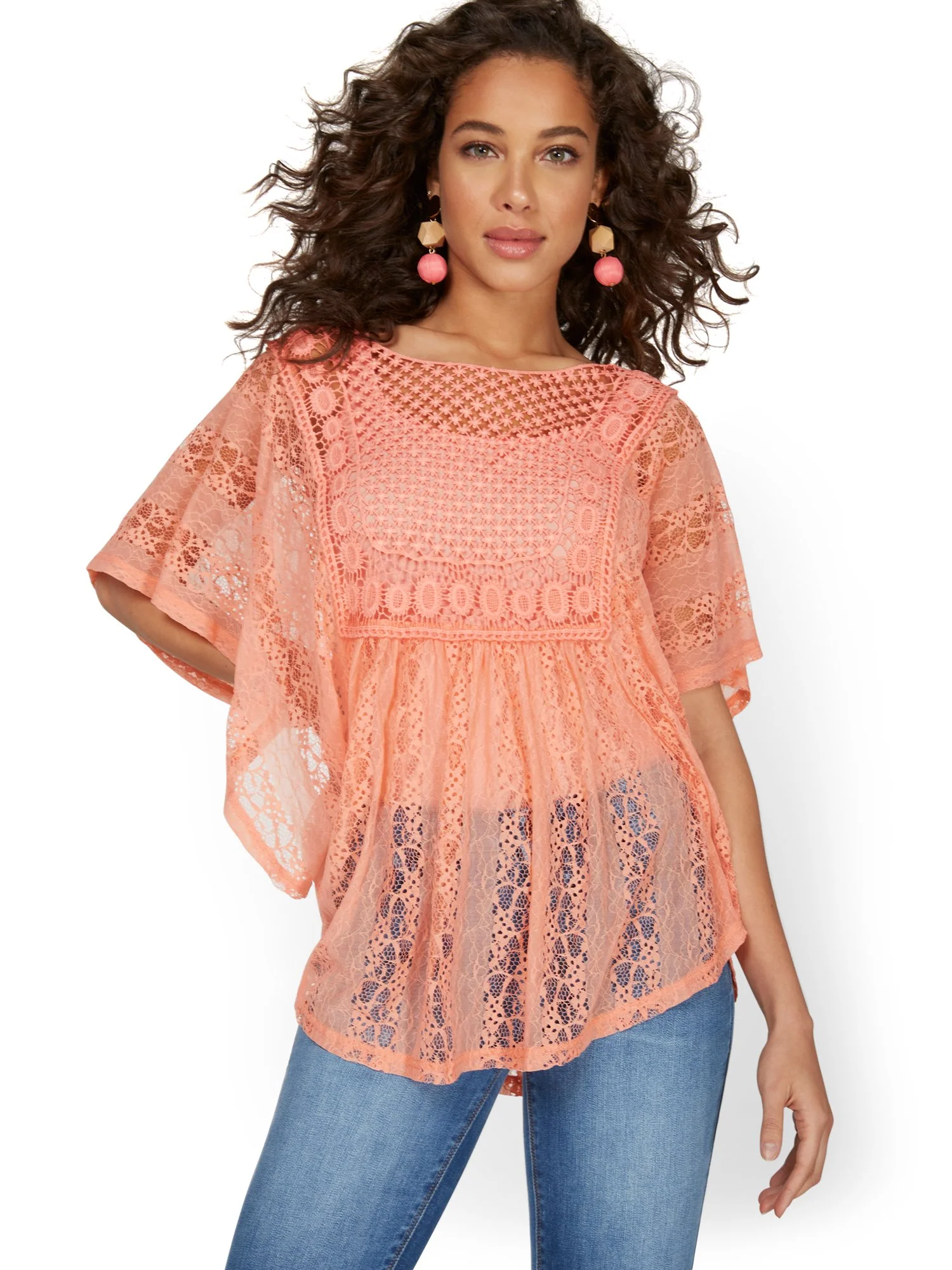 Short-Sleeve Lacy Crochet Top - Lily & Cali - Image 12