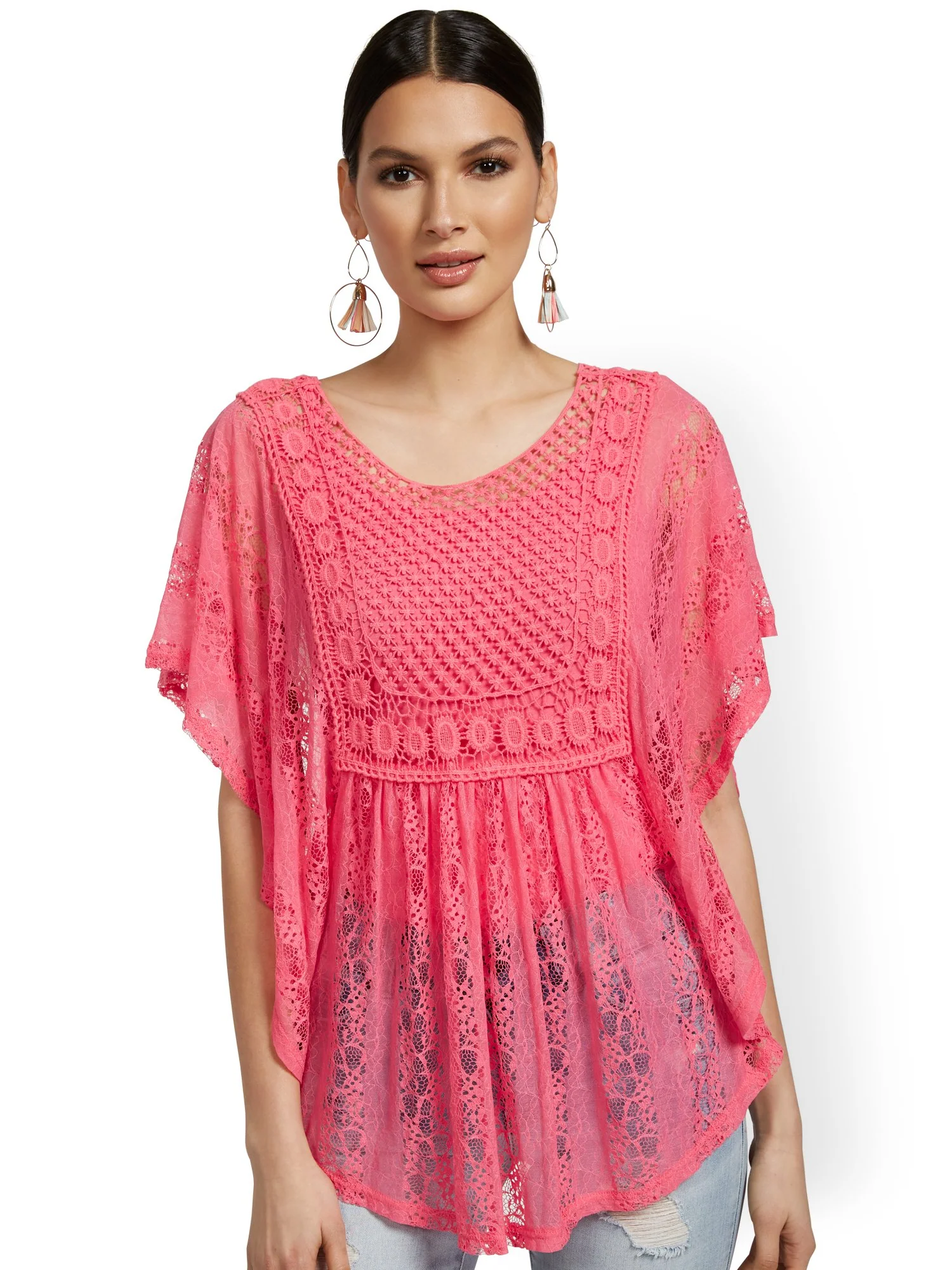 Short-Sleeve Lacy Crochet Top - Lily & Cali - Image 15