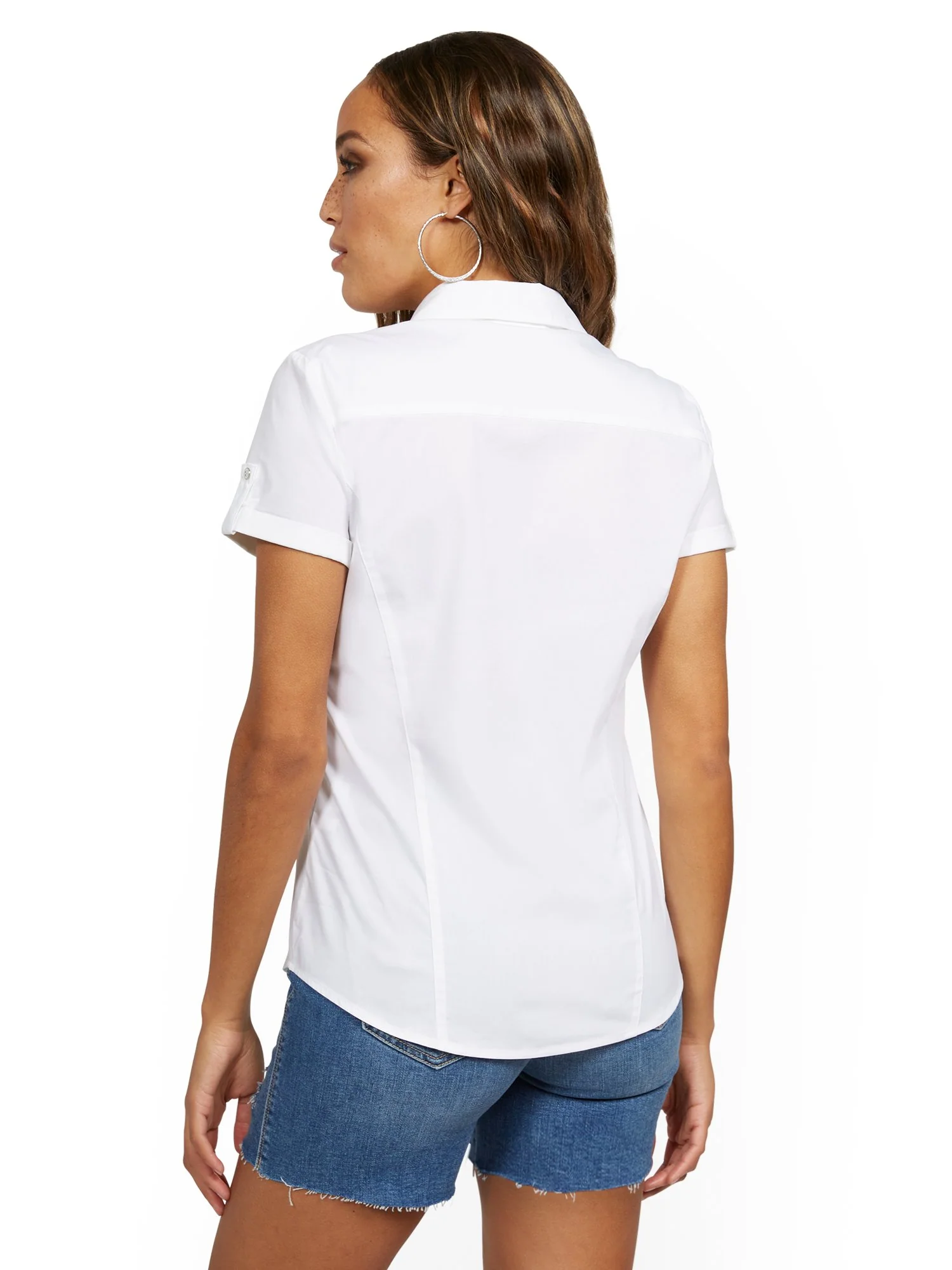 Short-Sleeve Madison Stretch Shirt - Secret Snap - 7th Avenue - Image 3