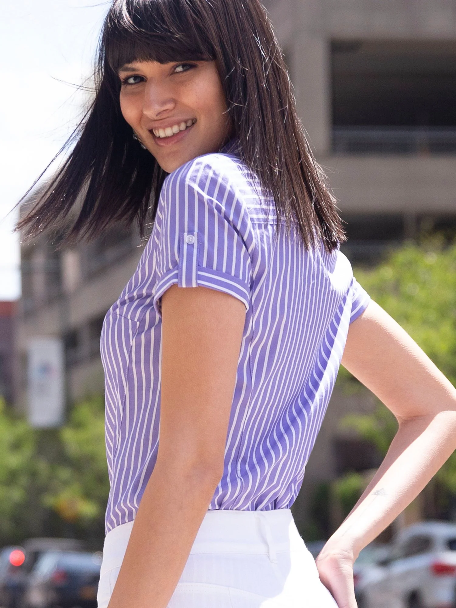 Short-Sleeve Madison Stretch Shirt - Secret Snap - 7th Avenue - Image 3