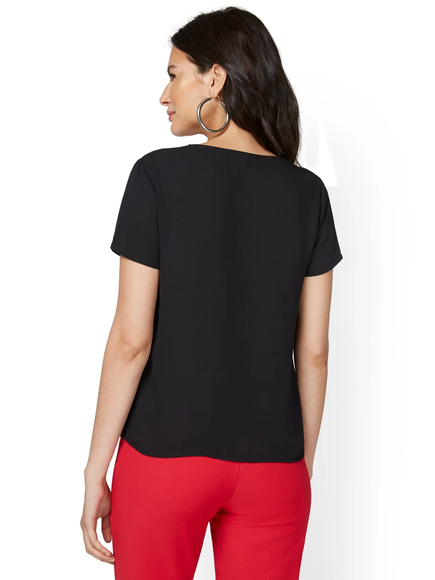 Short-Sleeve Mesh Inset Top - Image 3