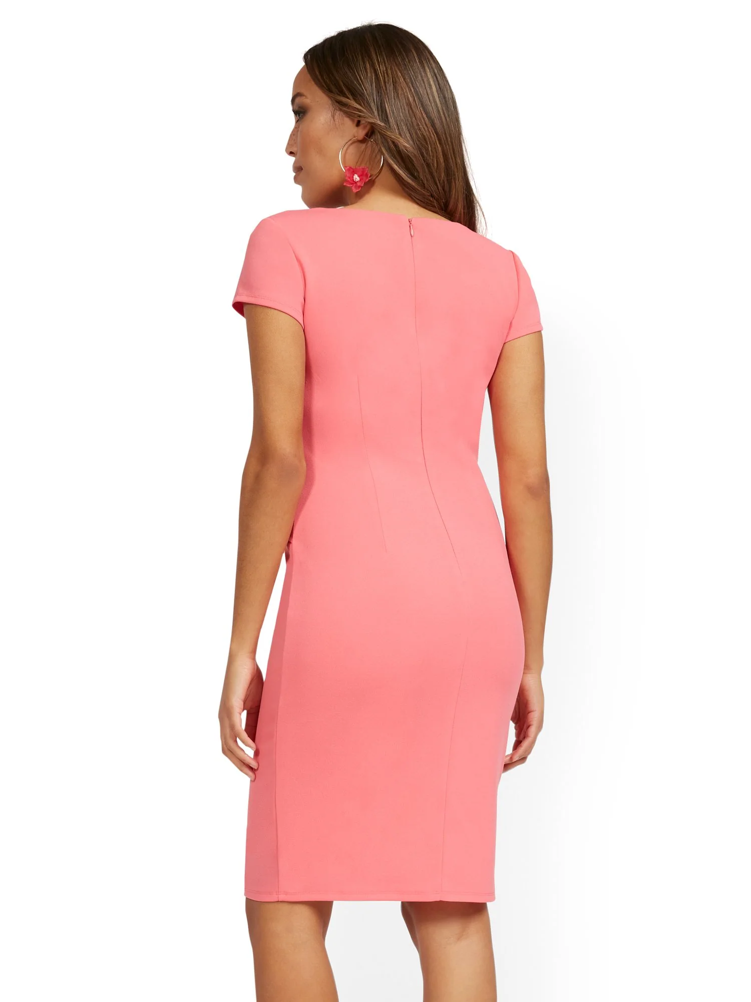 Short-Sleeve Seam-Front Sheath Dress - Magic Crepe® - Image 9