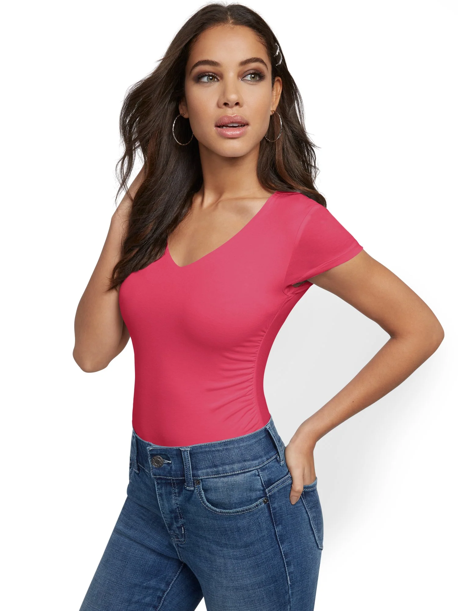 Short-Sleeve Side-Ruched Top - Image 18
