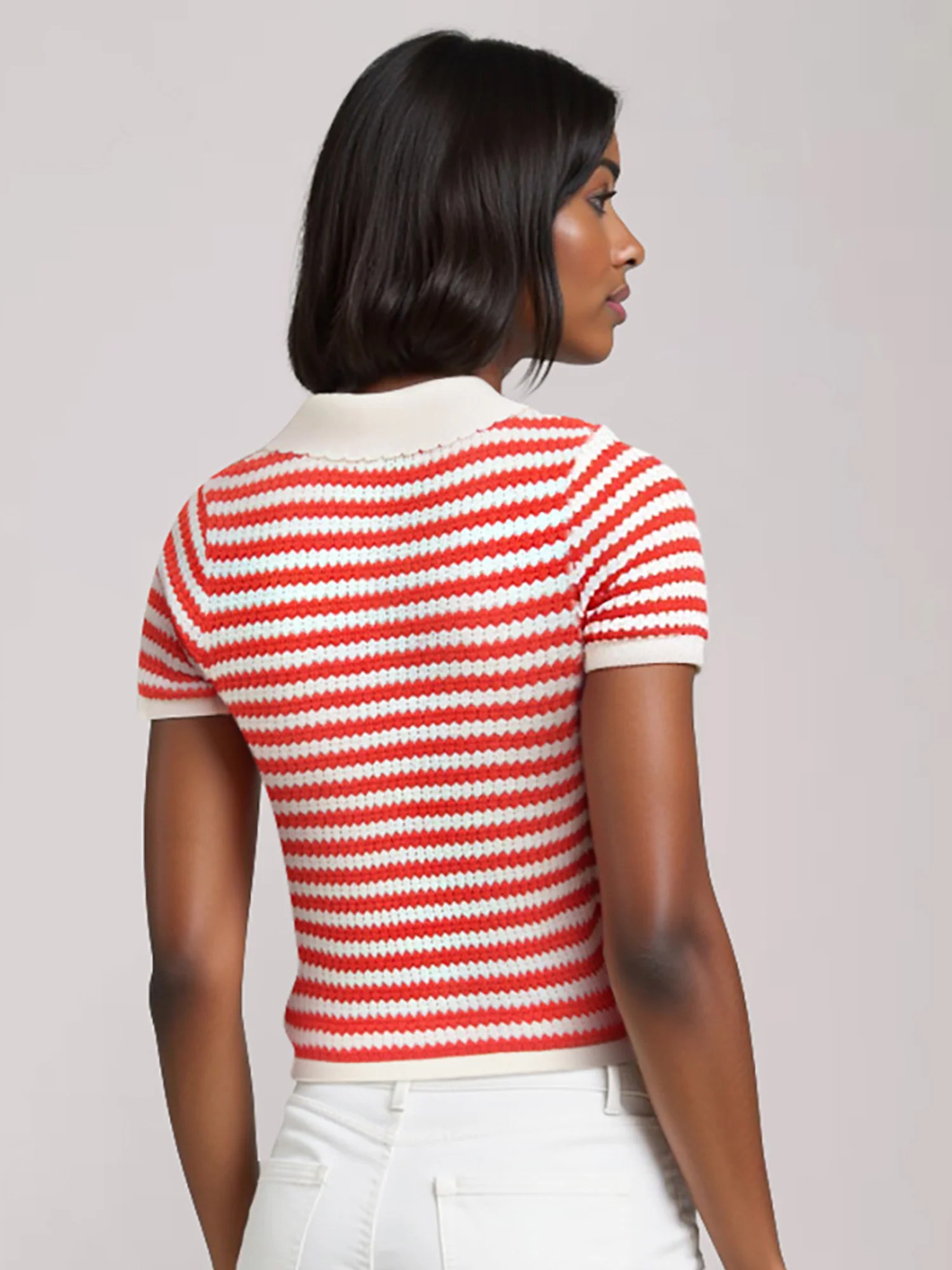 Short Sleeve Stripe Light Weight Cardigan - Image 11