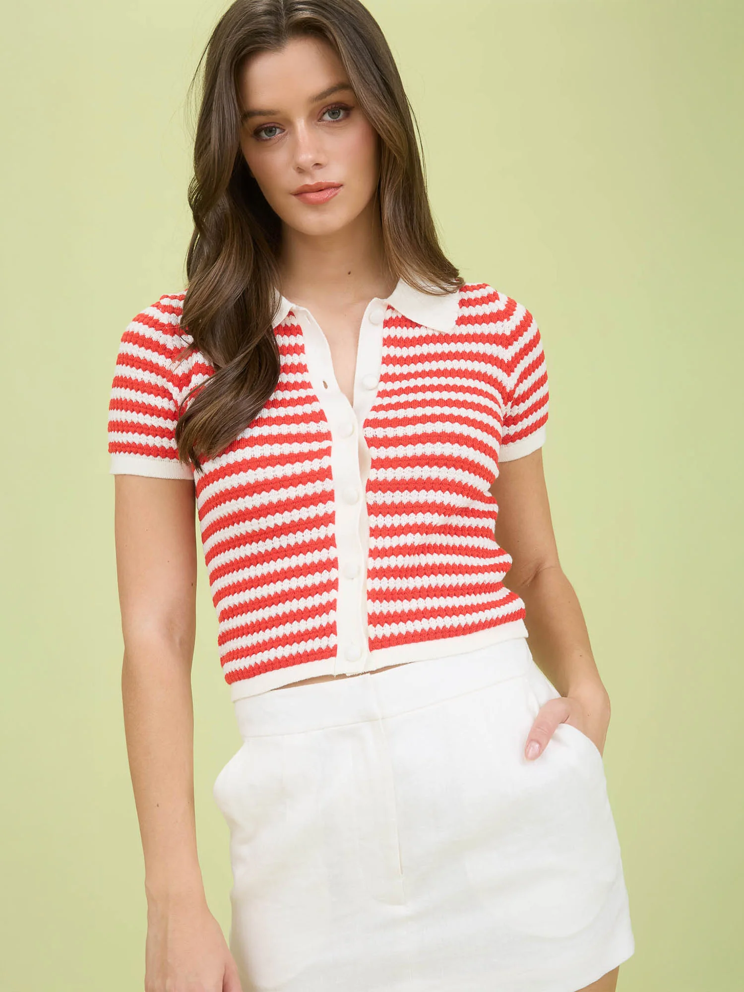 Short Sleeve Stripe Light Weight Cardigan - Image 12