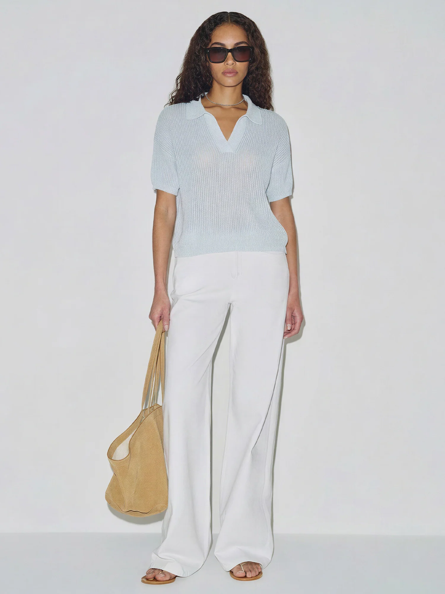 Short Sleeve Sweater Polo Top - Image 2