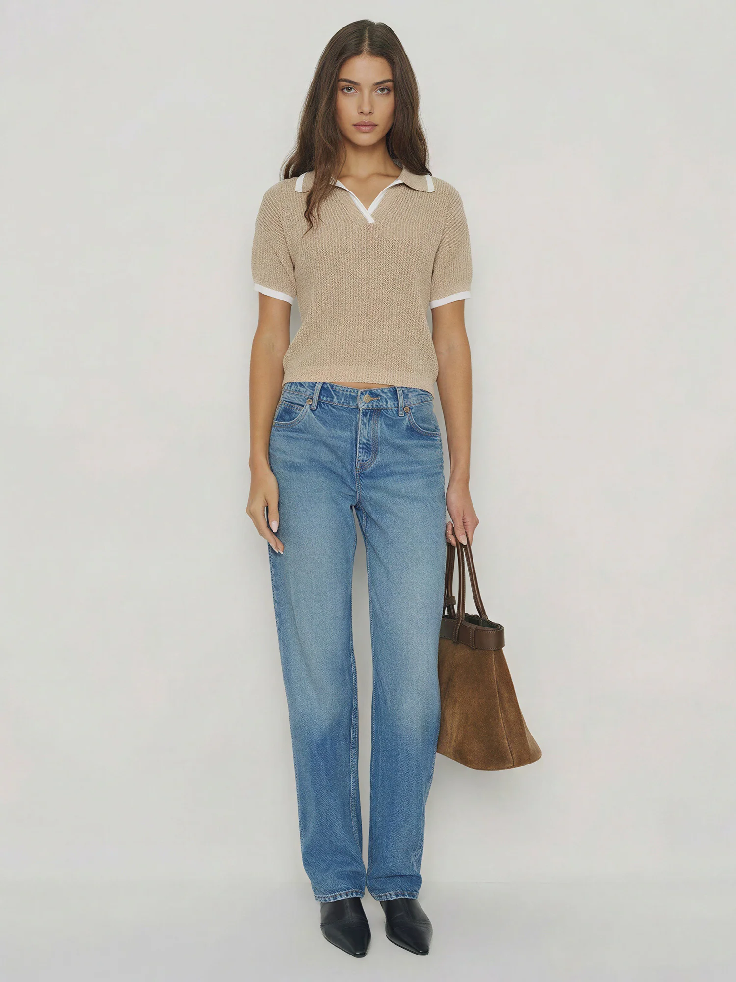 Short Sleeve Sweater Polo Top - Image 7