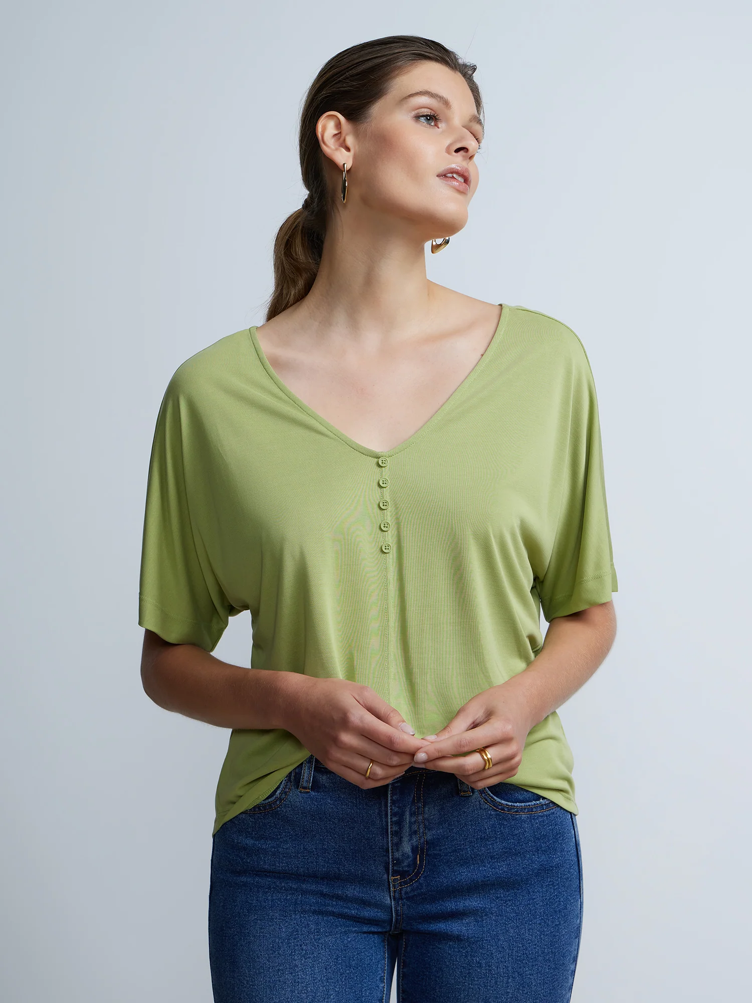 Short Sleeve V-Neck Top