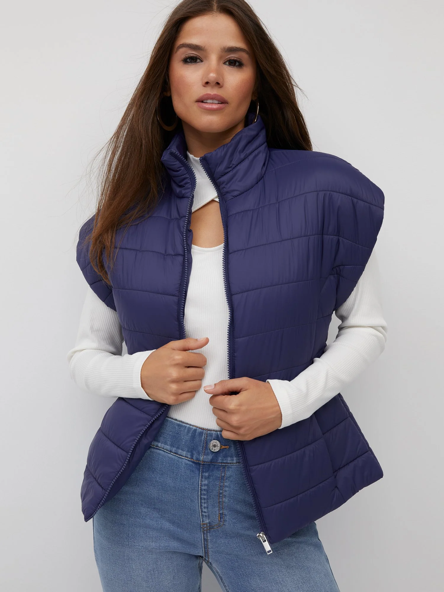 Short-Sleeve Zip-Front Puffer Vest - Image 11