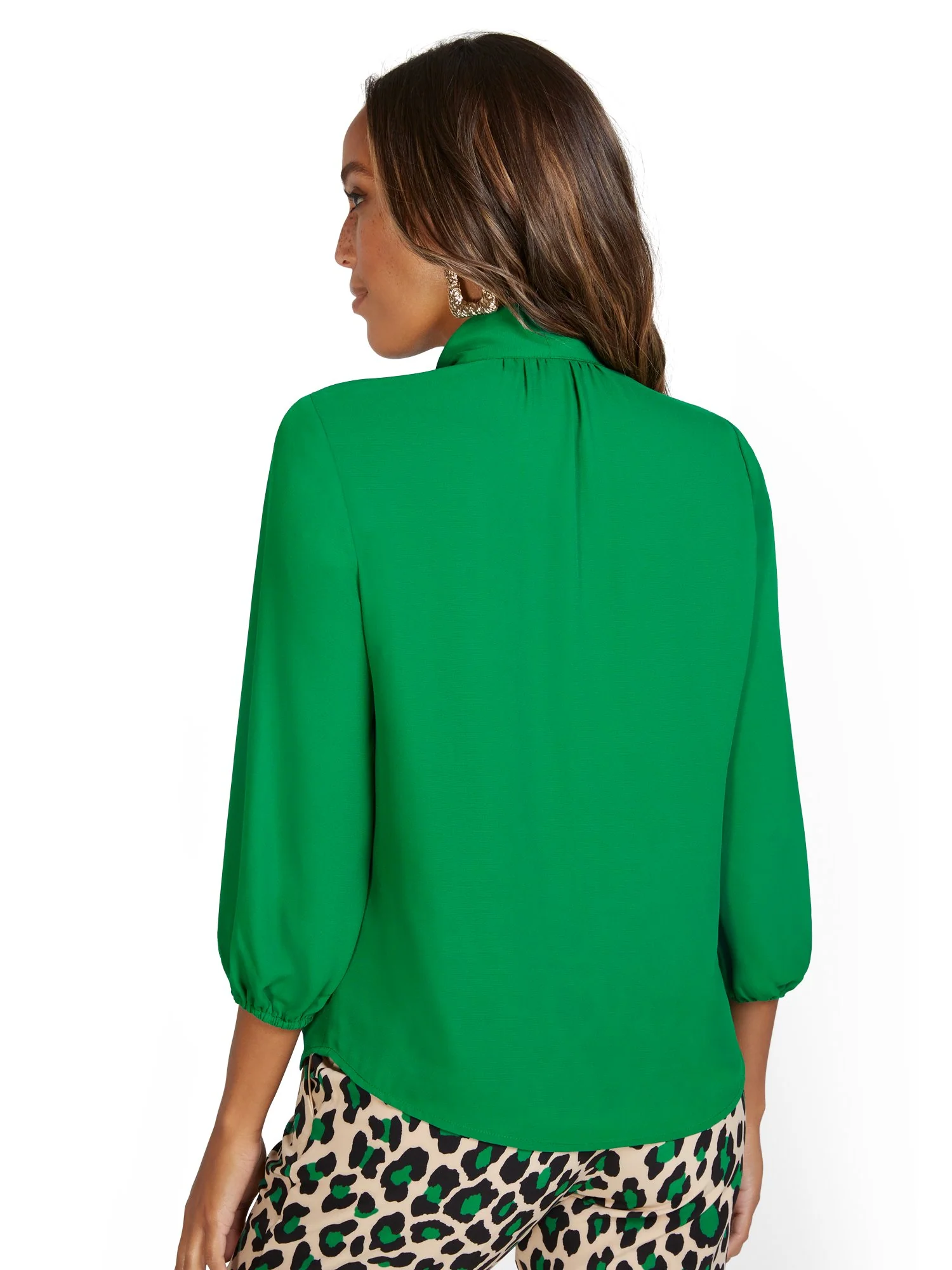 Side-Button Bow Blouse - Image 3