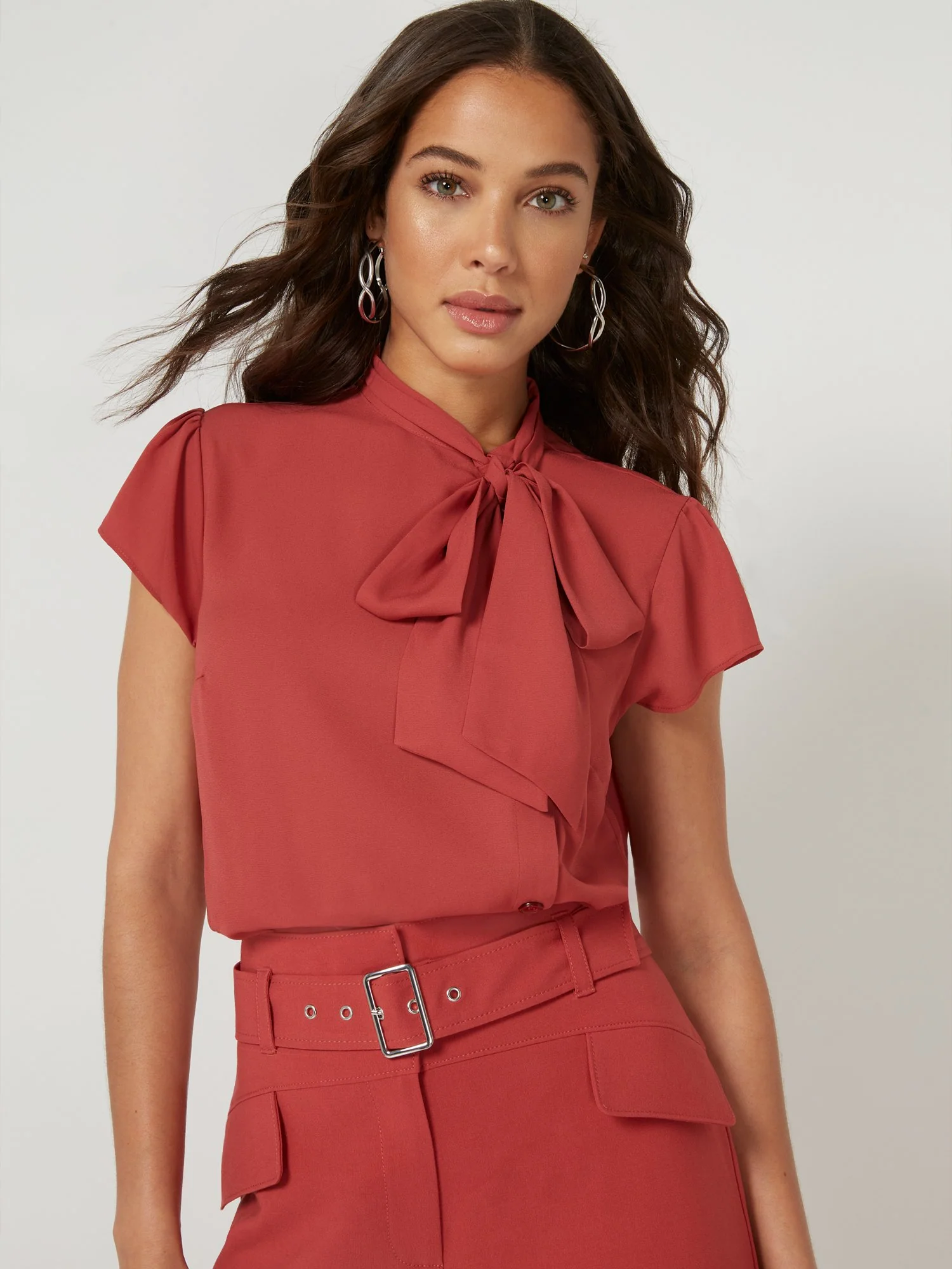 Side Button Bow Blouse - 7th Avenue - Image 9