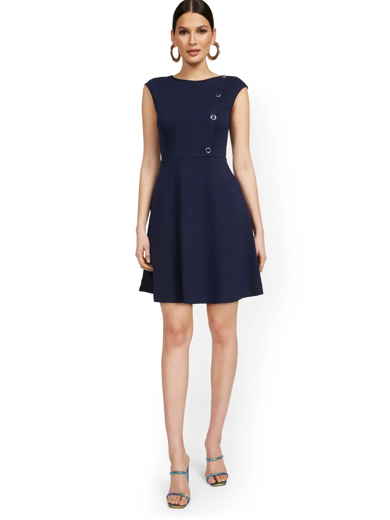 Side-Button Flare Dress - City Knits - Image 8