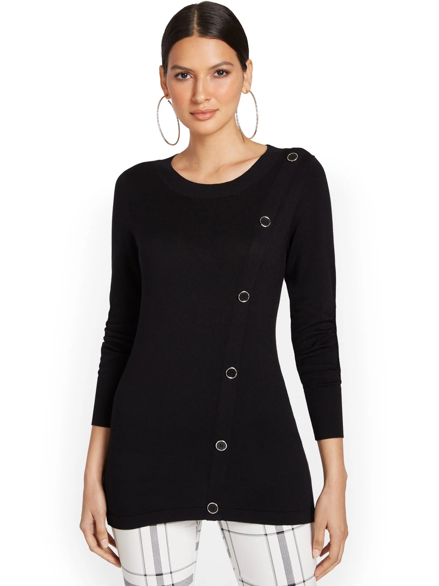 Side-Button Tunic Sweater - Image 2