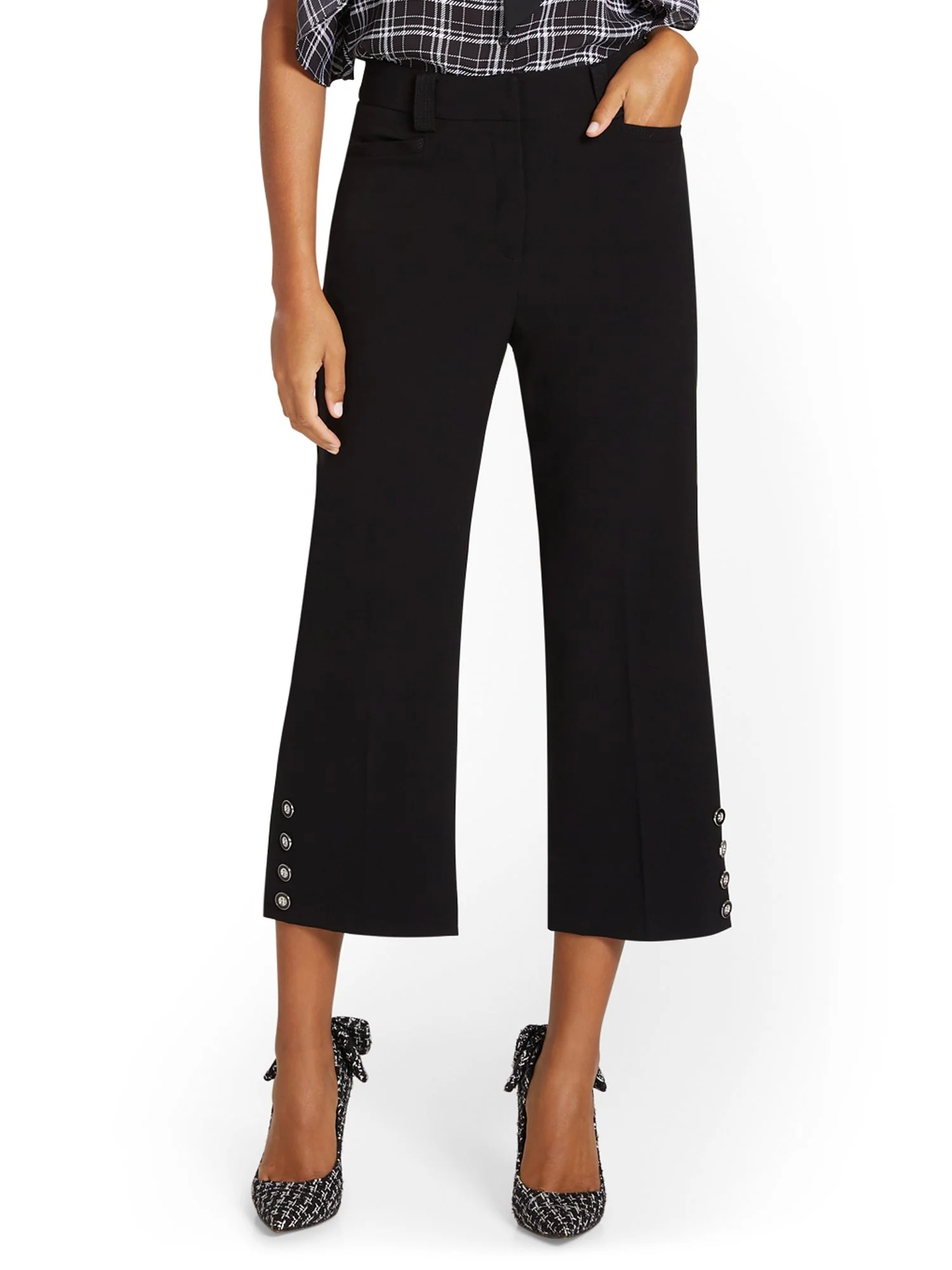 Side-Button Wide-Leg Capri Pant - Image 2