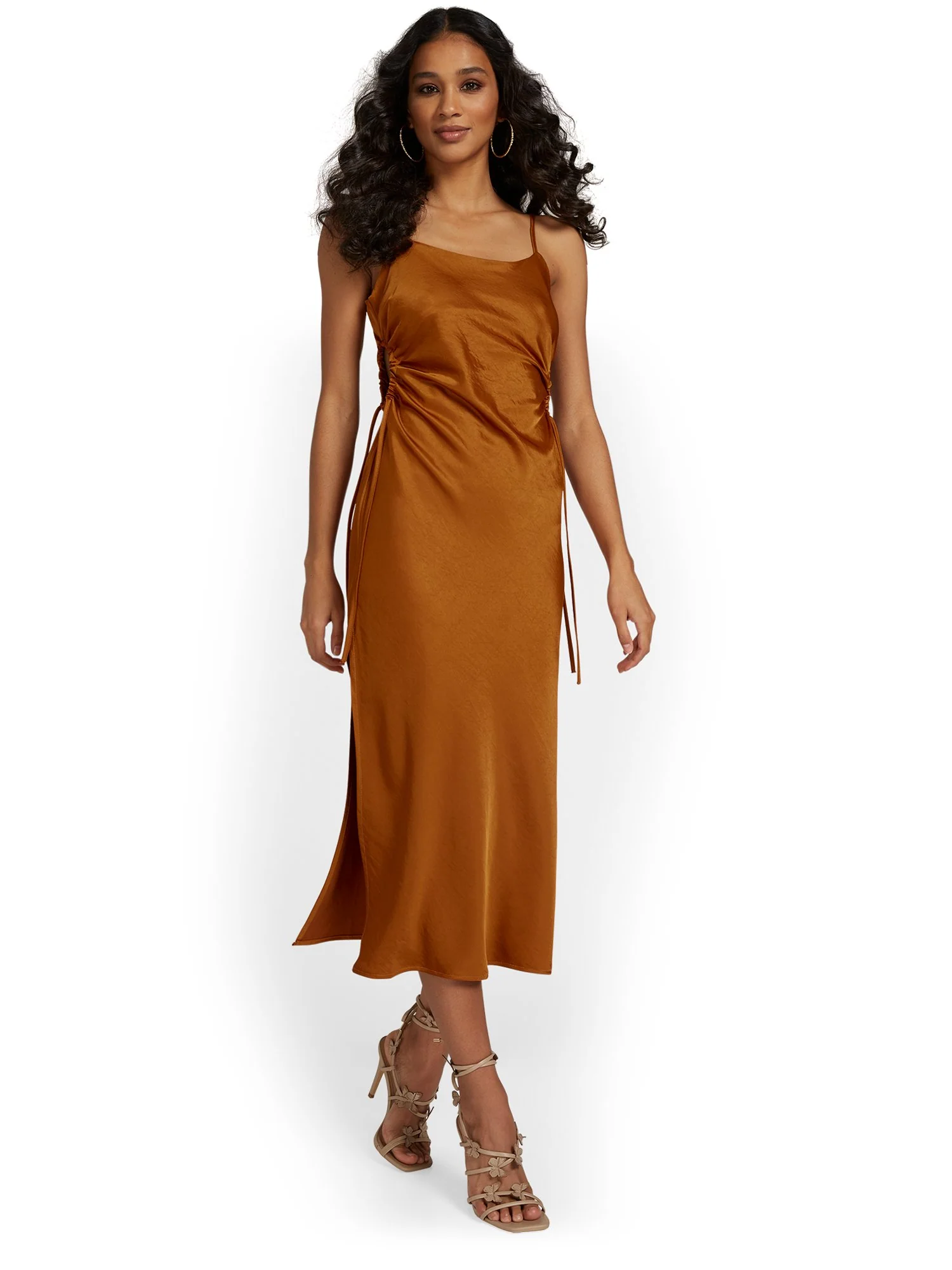 Sans Souci Side Cut-Out Satin Midi Dress - Brands We Love