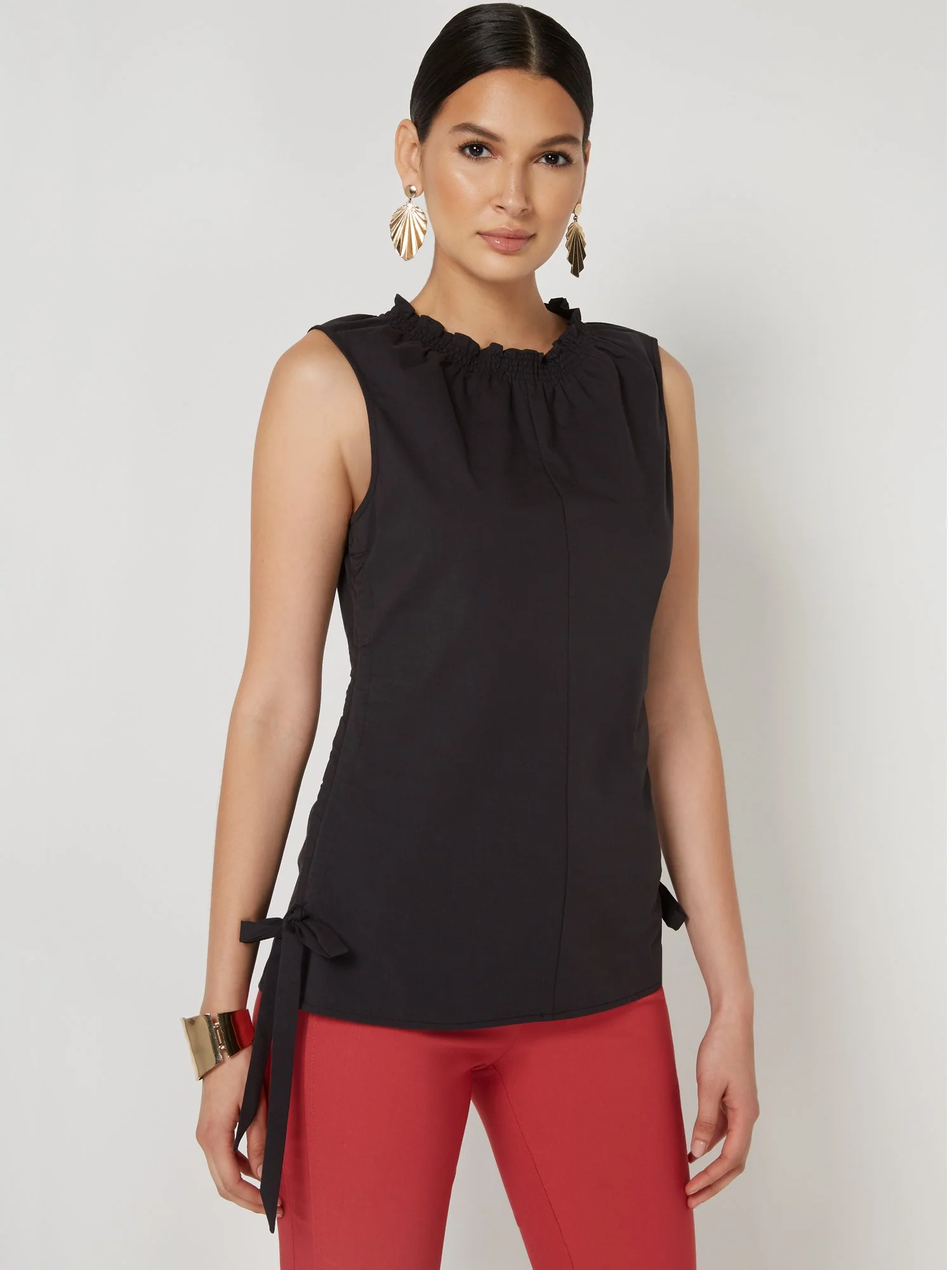 Side-Lace Poplin Top - 7th Avenue - Image 2