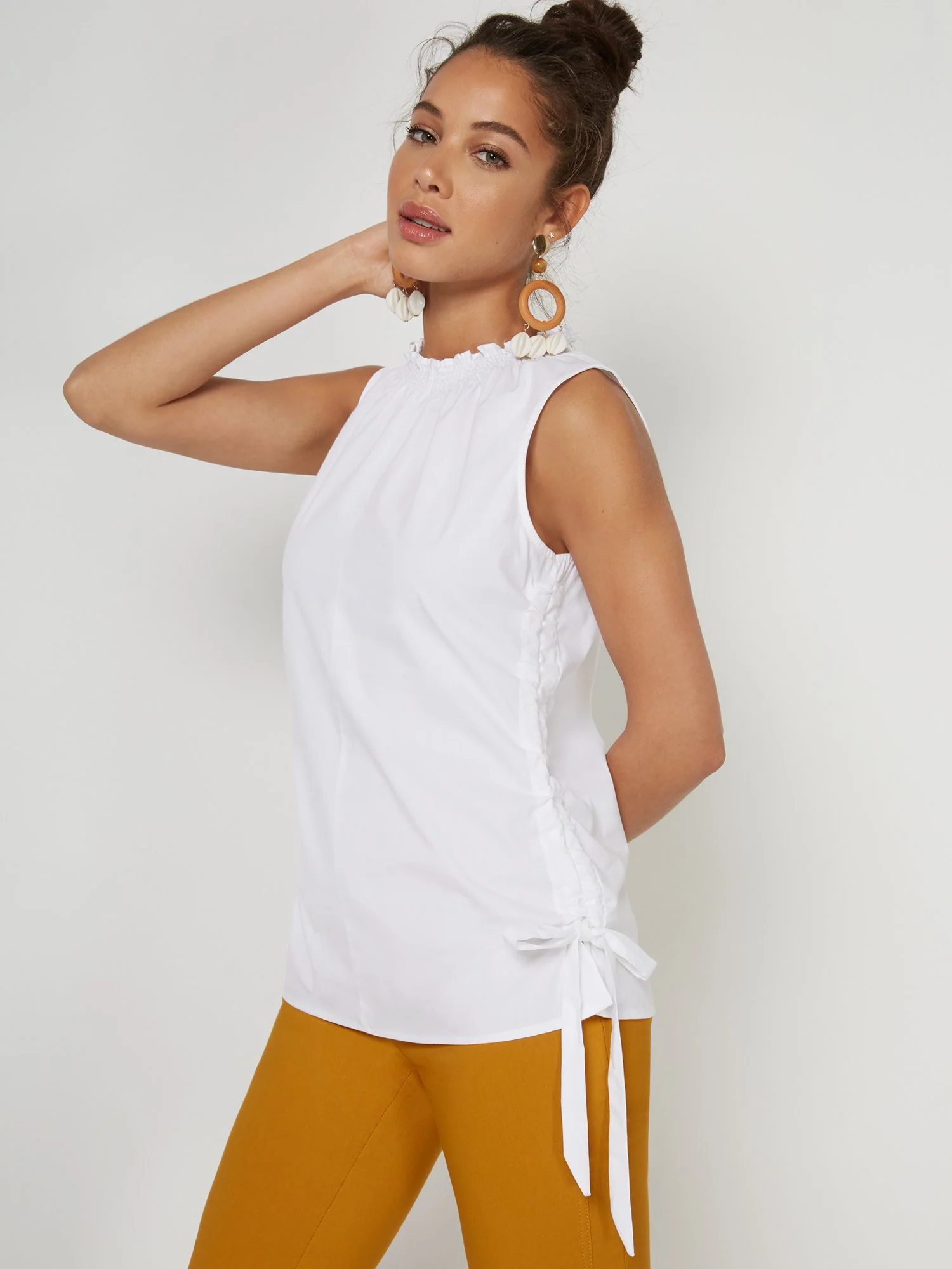 Side-Lace Poplin Top - 7th Avenue - Image 6