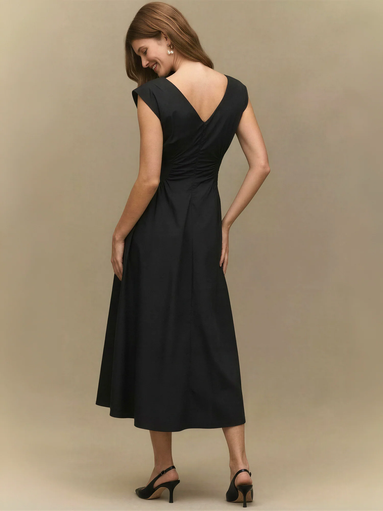 Side Panel V-Neck Back Midi Dress - Image 3