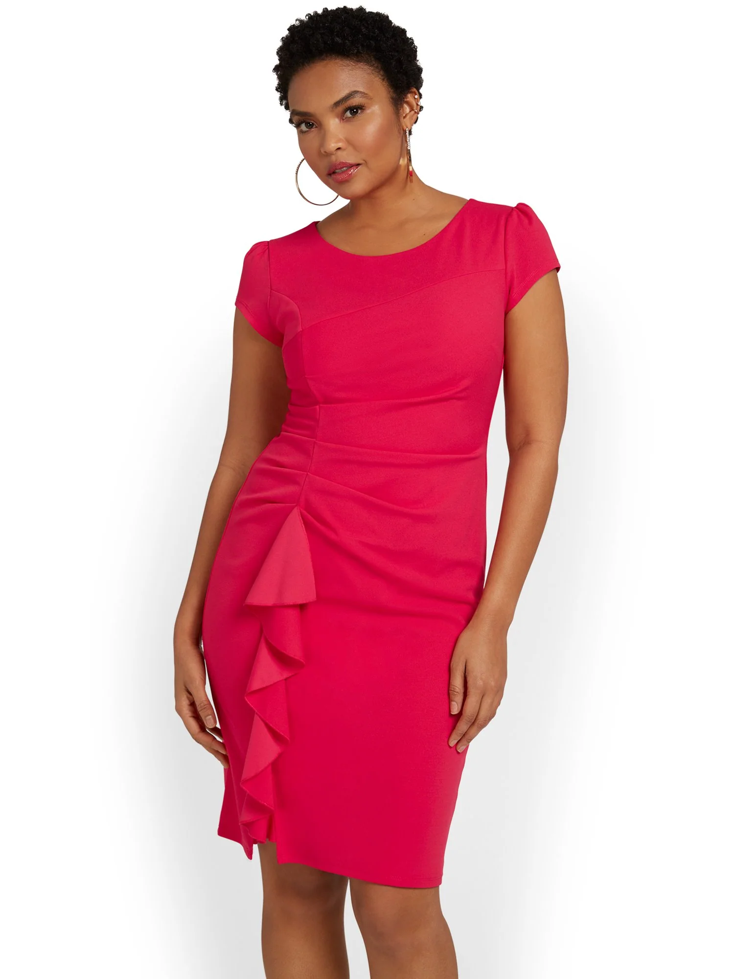 Side-Ruffle Sheath Dress - Magic Crepe® - Image 2