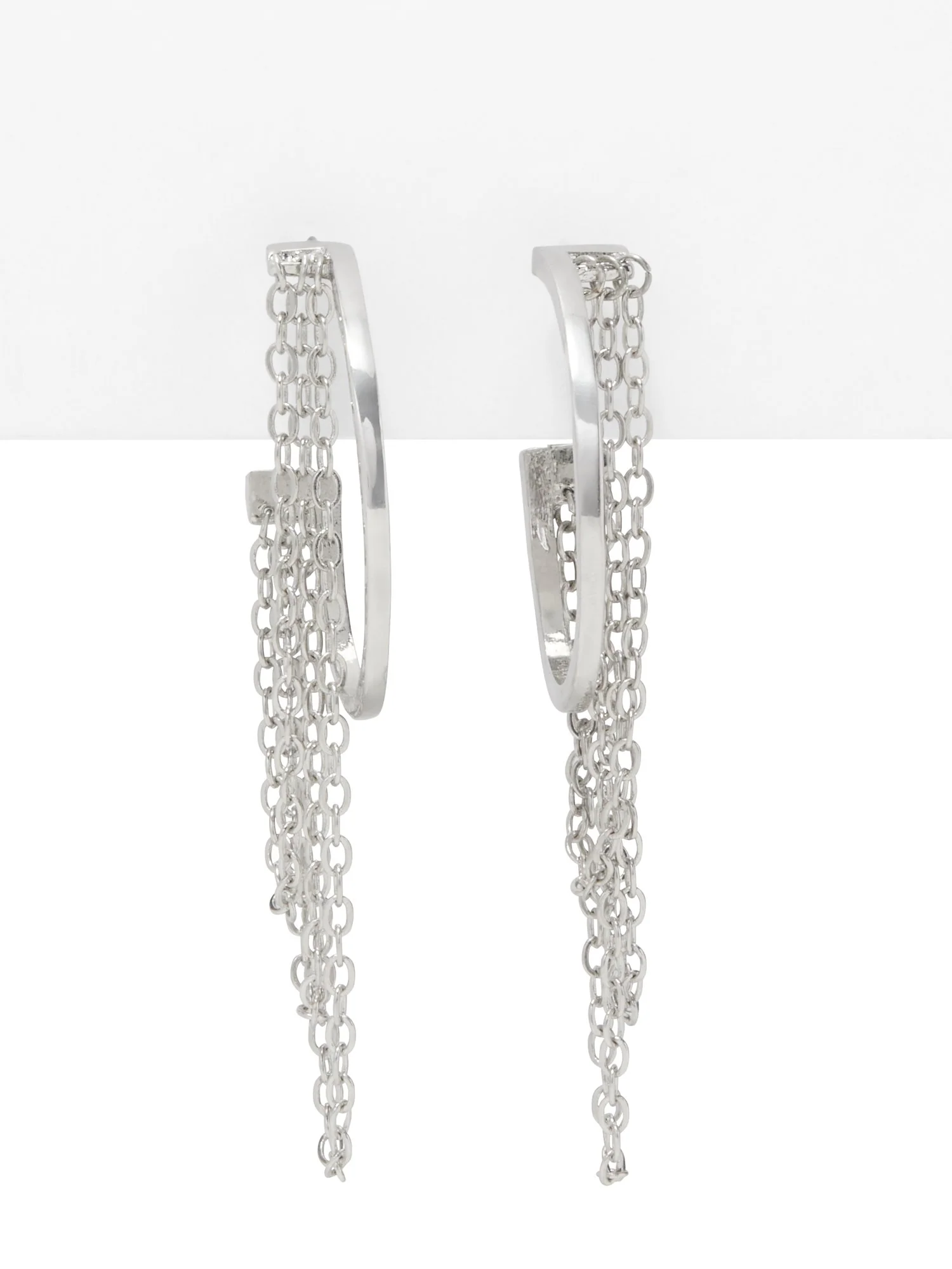 Silver-Tone Chain Hoop Earrings - Image 2