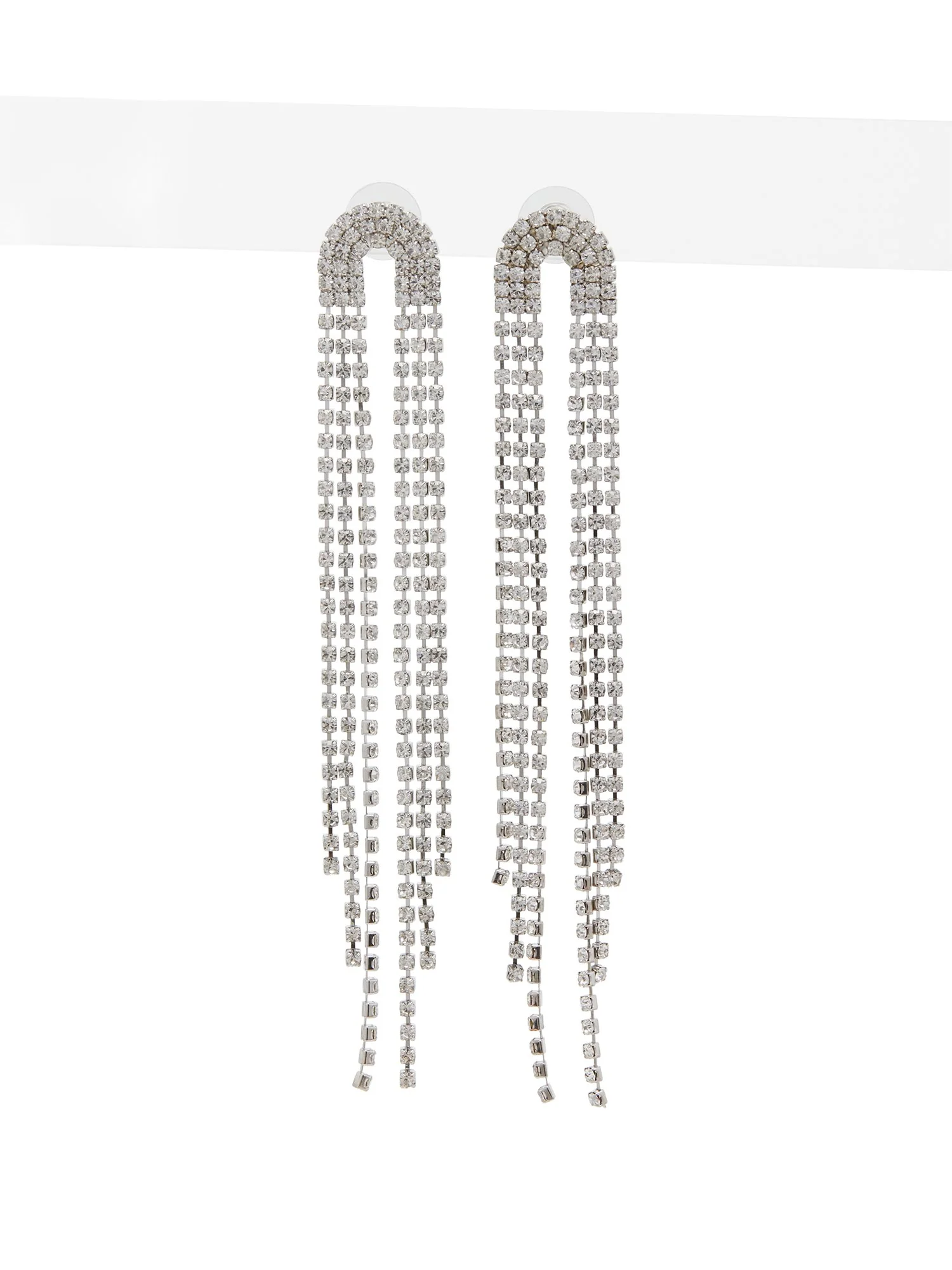 Silver-Tone Pave Drop Earrings