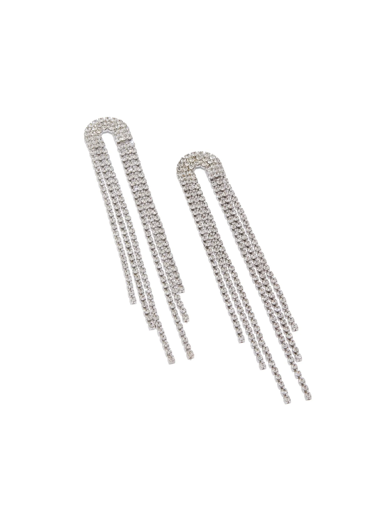 Silver-Tone Pave Drop Earrings - Image 2