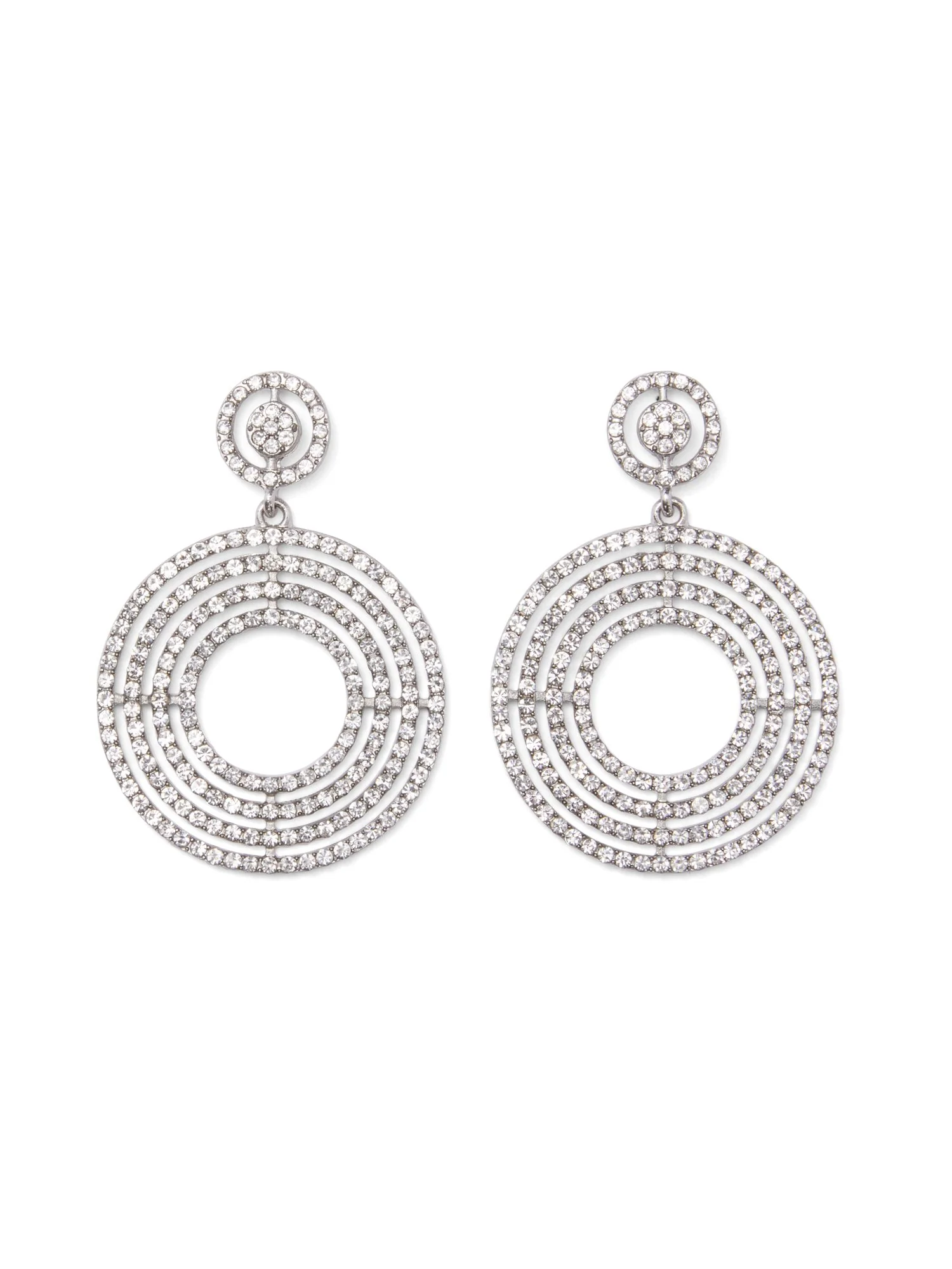 Silver-Tone Rhinestone Earring
