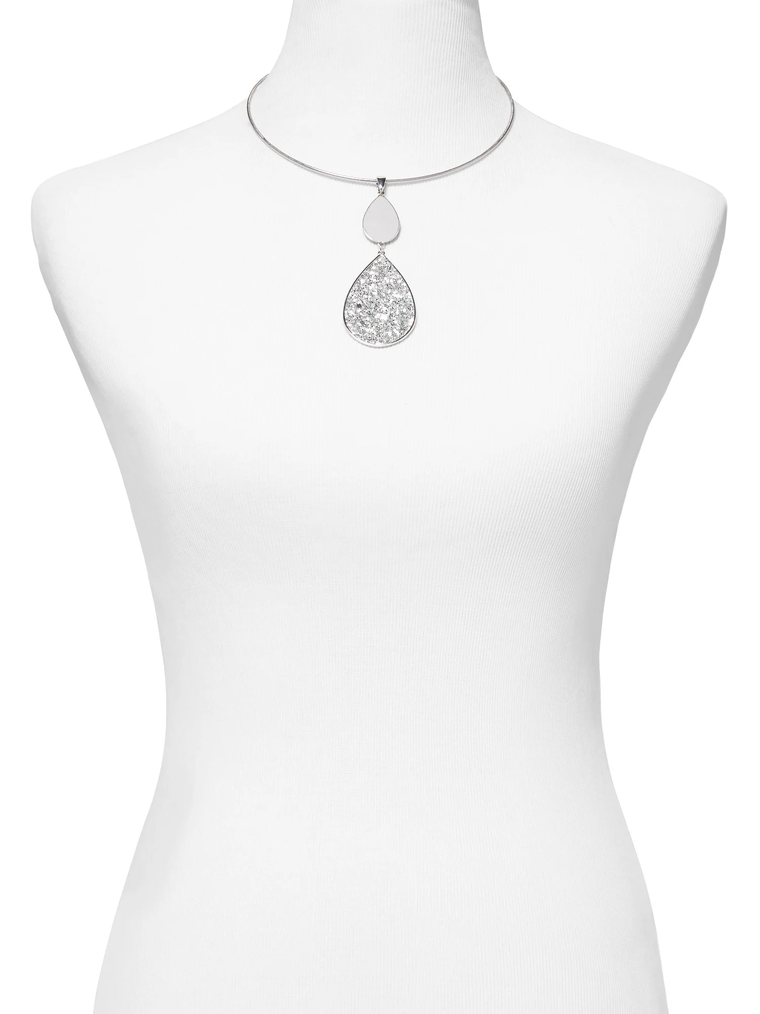 Silvertone Collar Pendant Necklace - Image 5