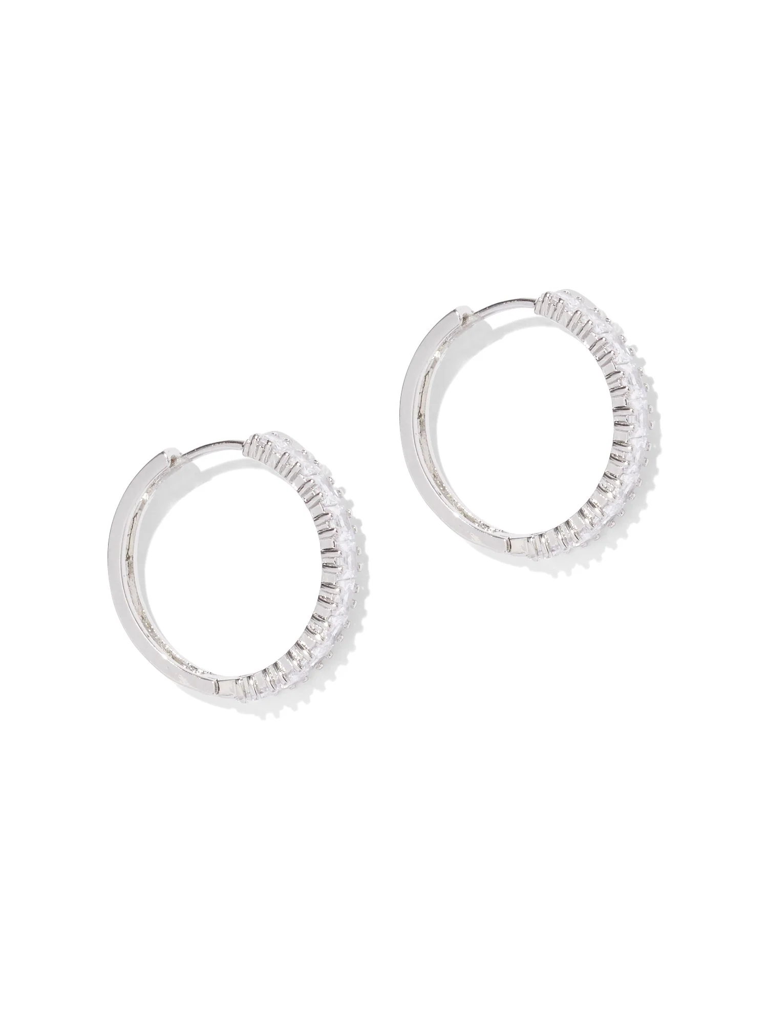 Silvertone Cubic Zirconia Hoop Earring