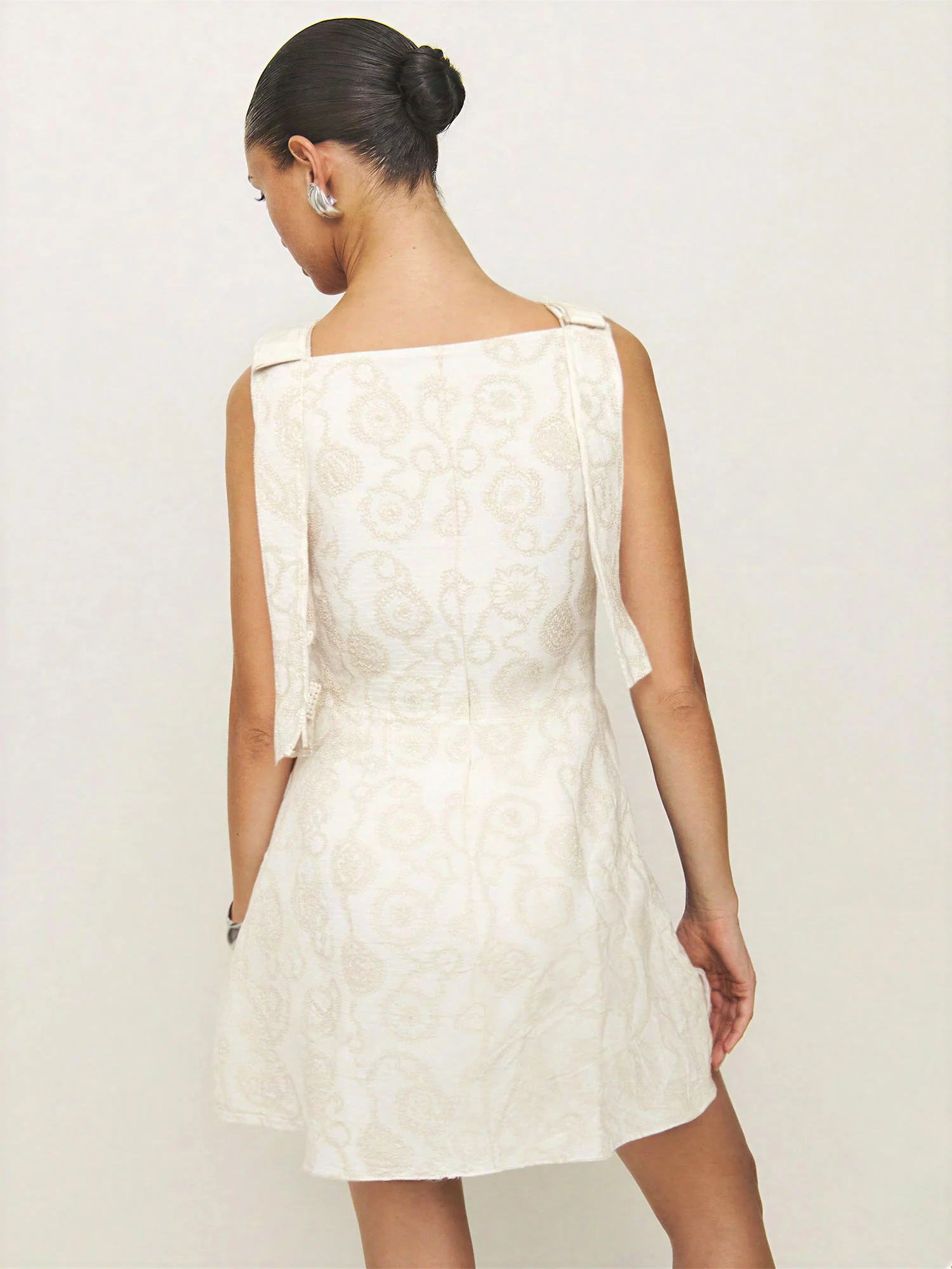 Simone Sleeveless Bow Shoulder Embrodiered Mini Dress - Image 10